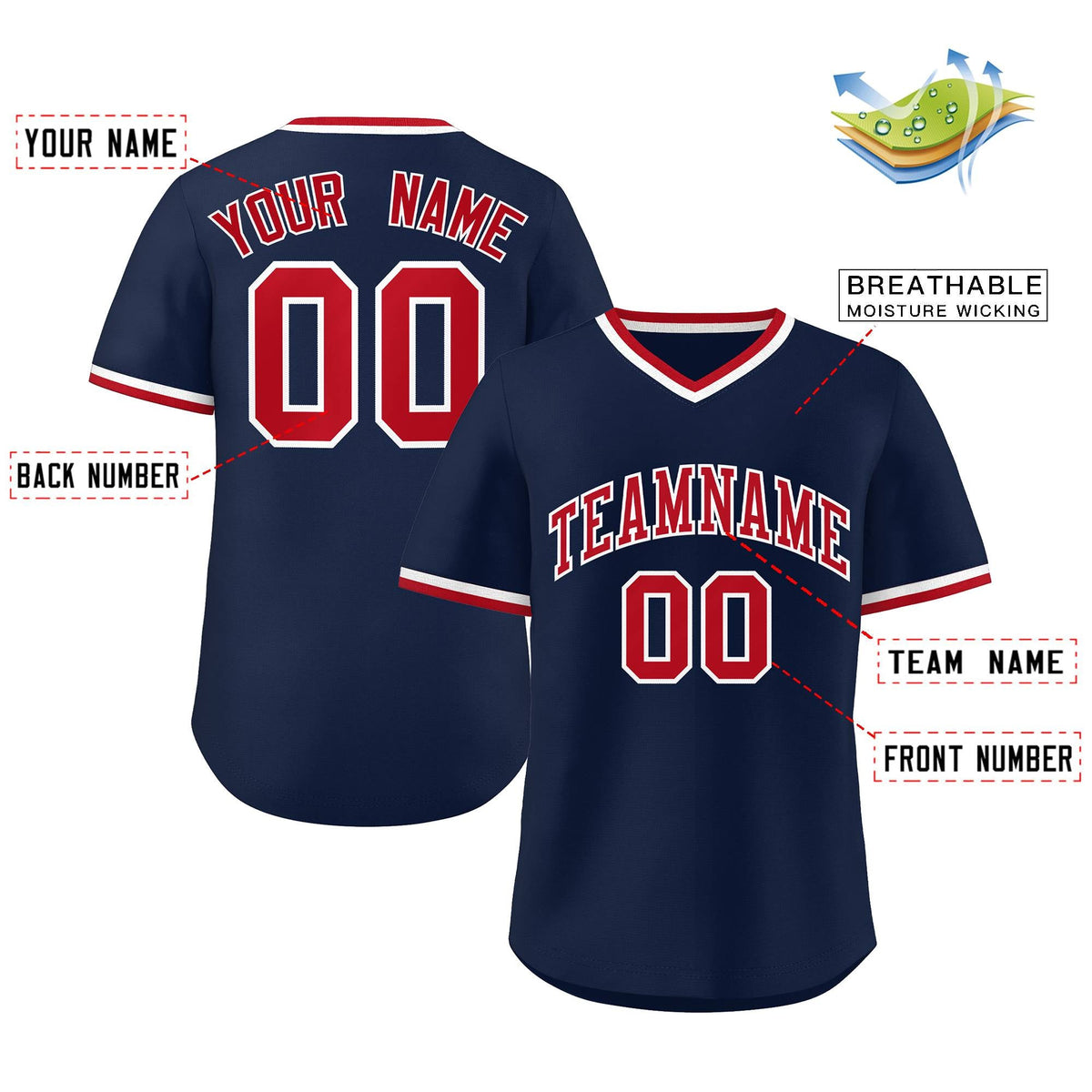 Custom Navy Classic Style Outdoor Authentic Pullover Baseball Jersey