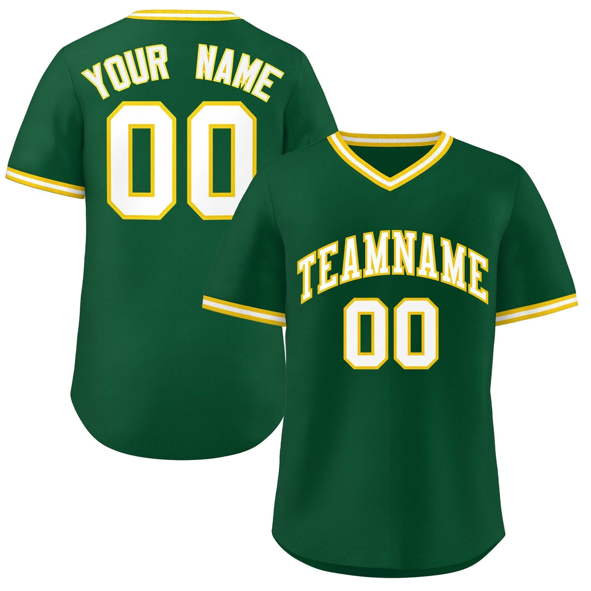 Custom Green White Classic Style Outdoor Authentic Pullover Baseball Jersey