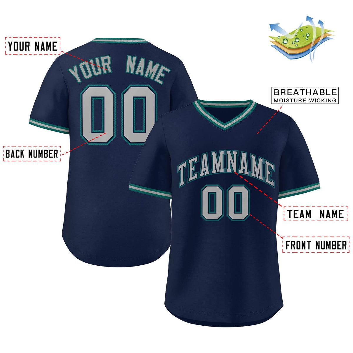 Custom Navy Gray Classic Style Outdoor Authentic Pullover Baseball Jersey