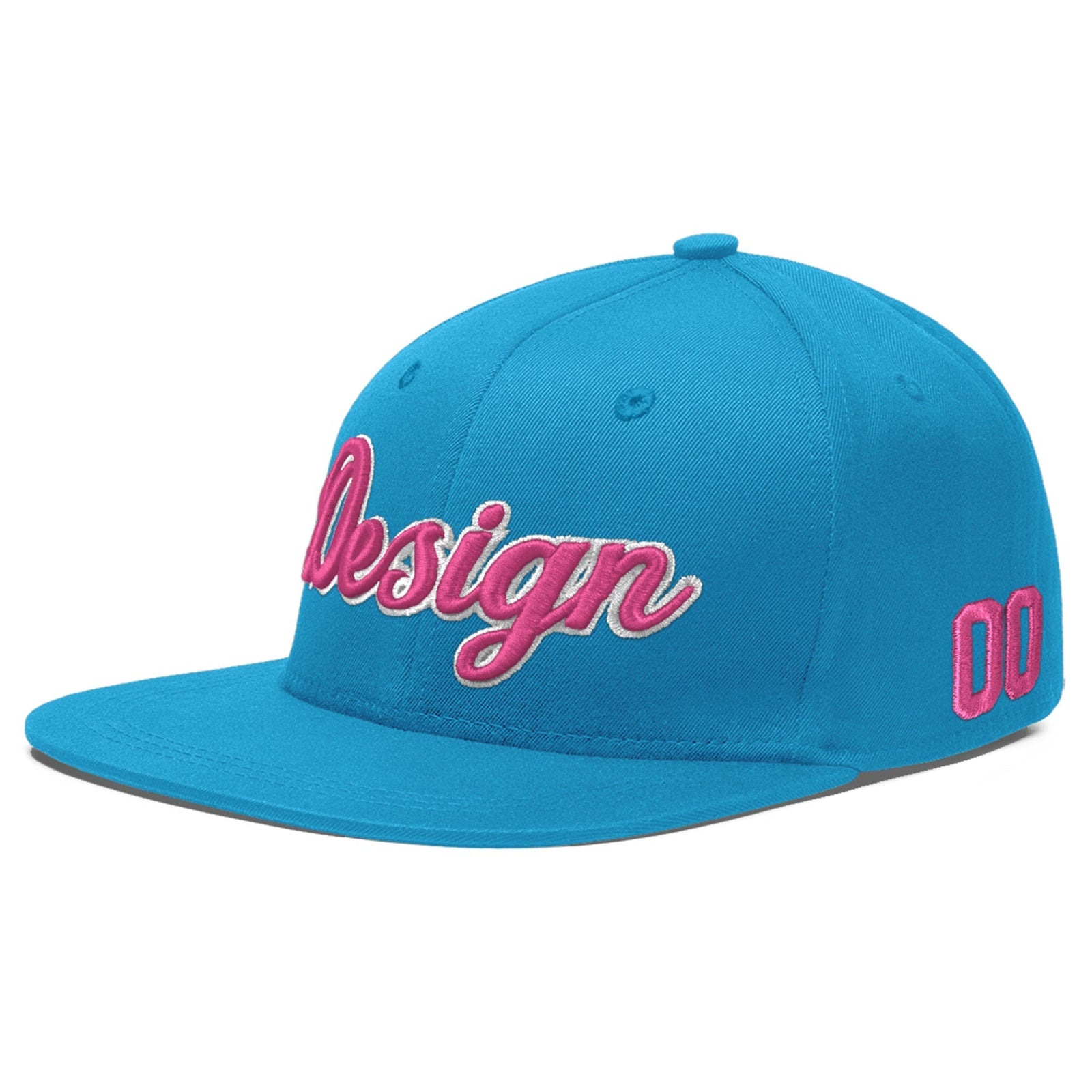 Custom Light Blue 3D Puff Embroidery Flat Embroidery Casual Sport Baseball Cap