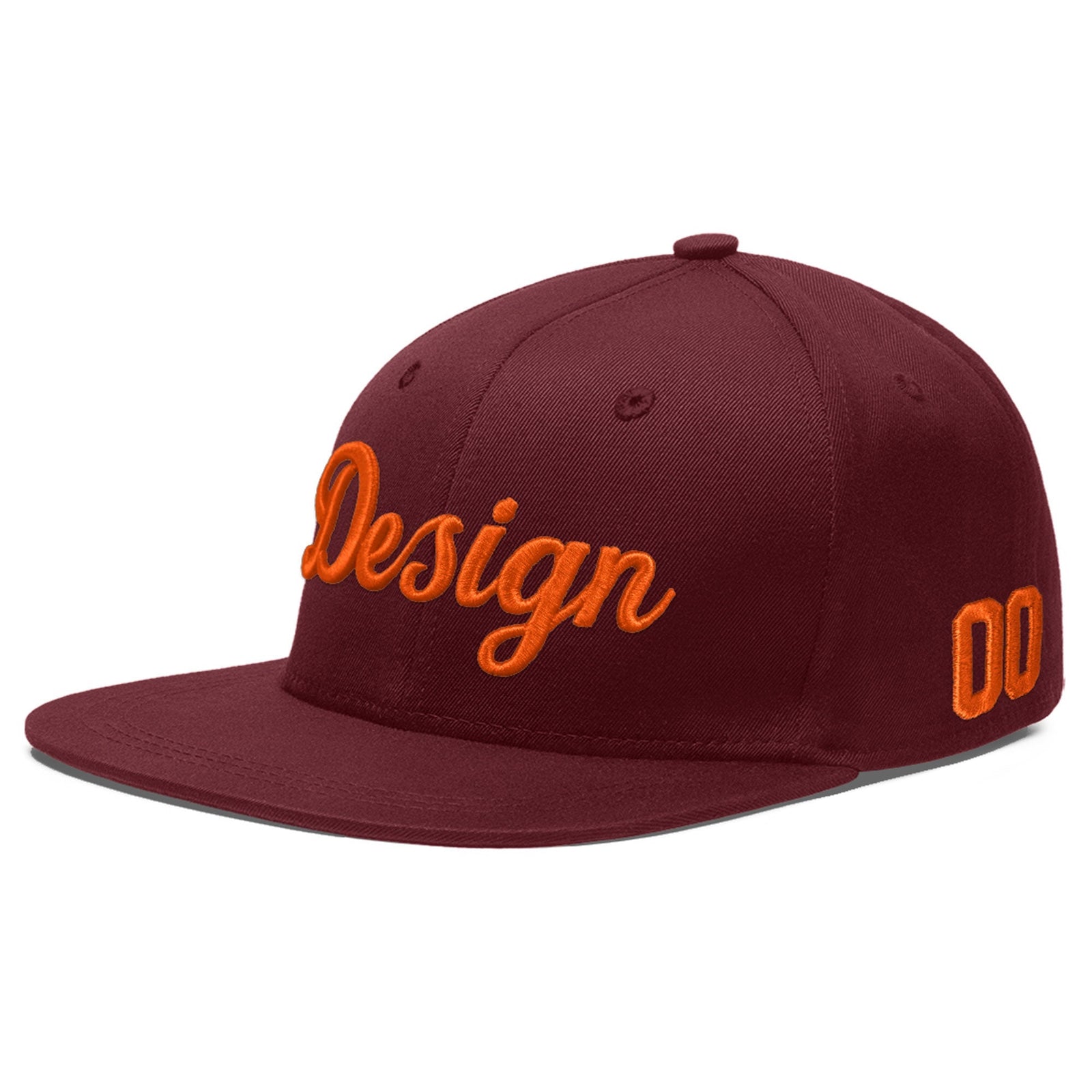 Custom Maroon 3D Puff Embroidery Flat Embroidery Casual Sport Baseball Cap