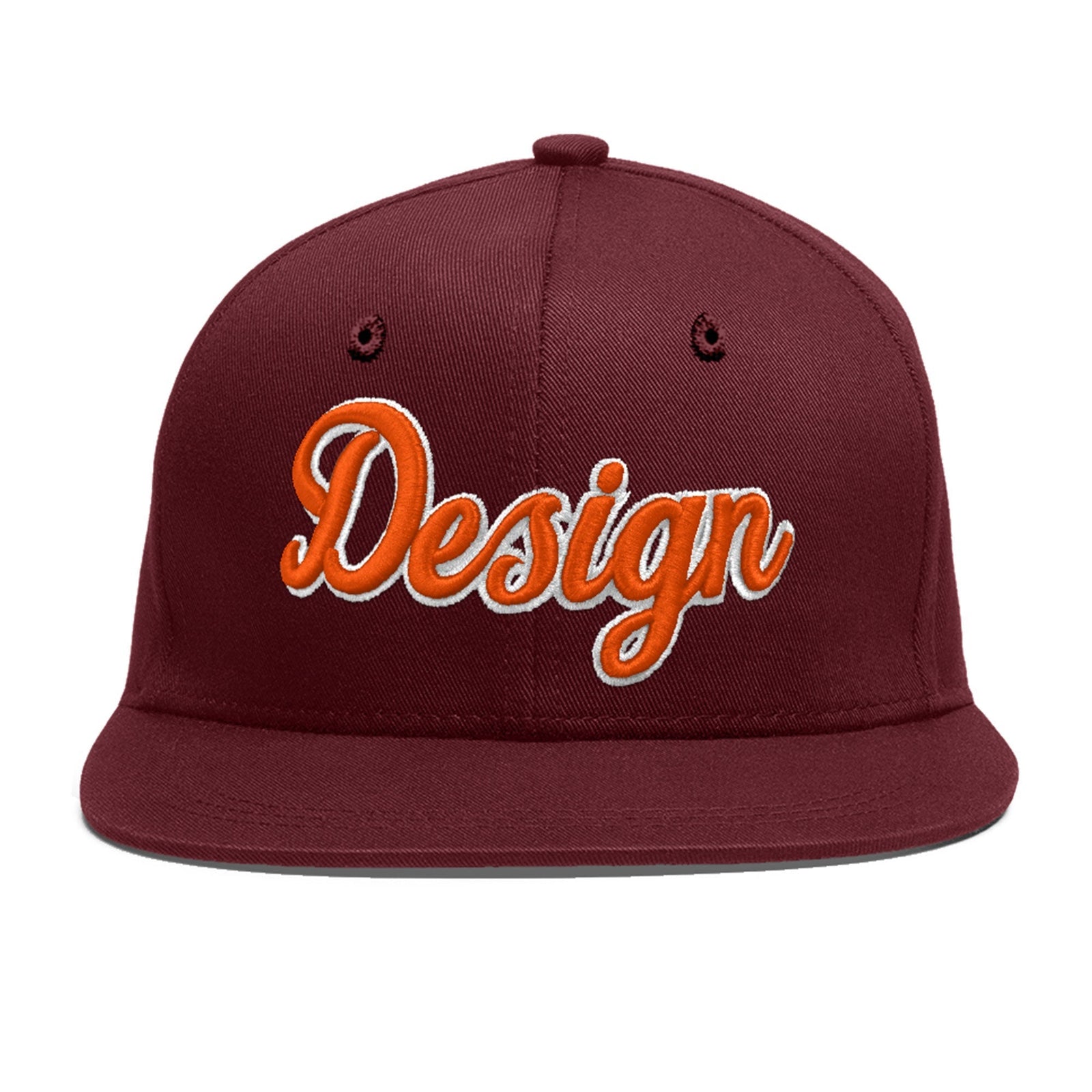 Custom Maroon 3D Puff Embroidery Flat Embroidery Casual Sport Baseball Cap