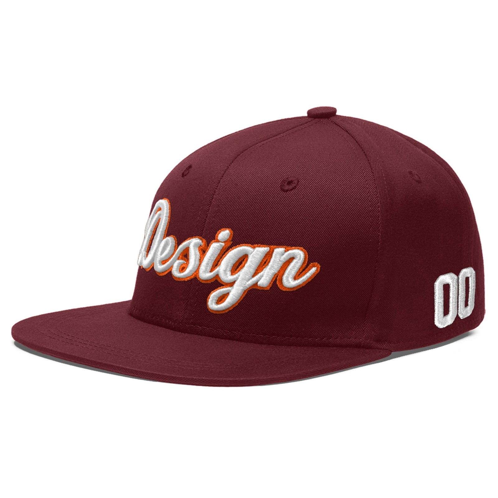 Custom Maroon 3D Puff Embroidery Flat Embroidery Casual Sport Baseball Cap