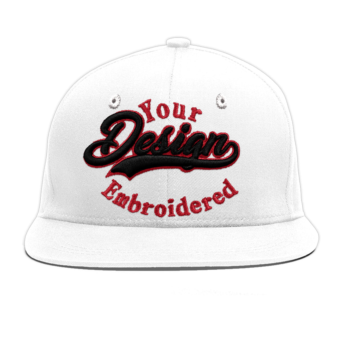 Custom White 3D Puff Embroidery Flat Embroidery Casual Sport Baseball Cap