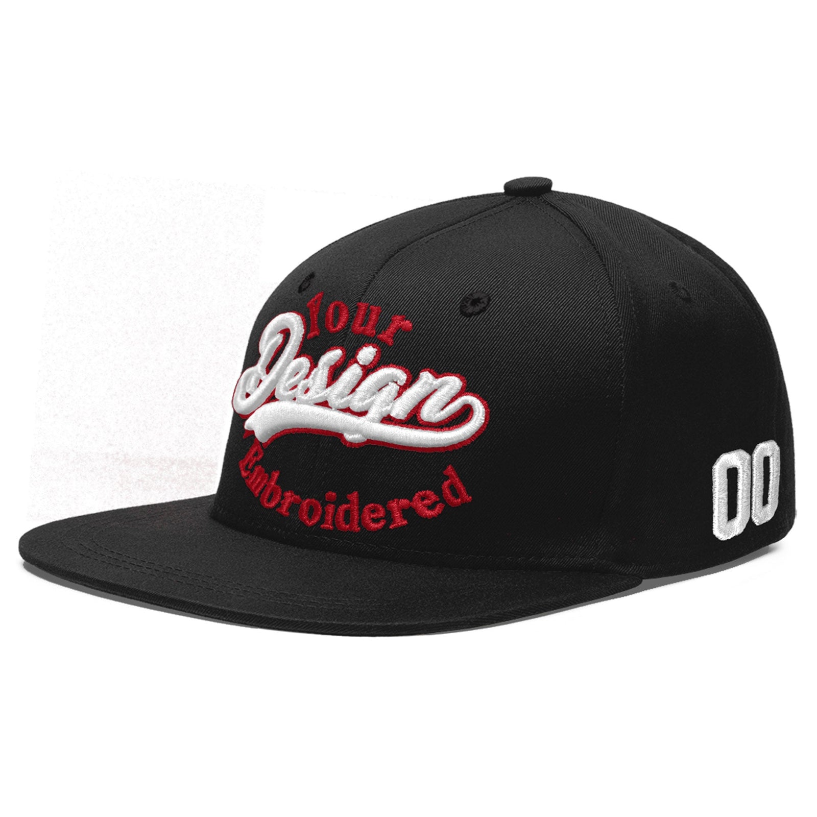 Custom Black 3D Puff Embroidery Flat Embroidery Casual Sport Baseball Cap