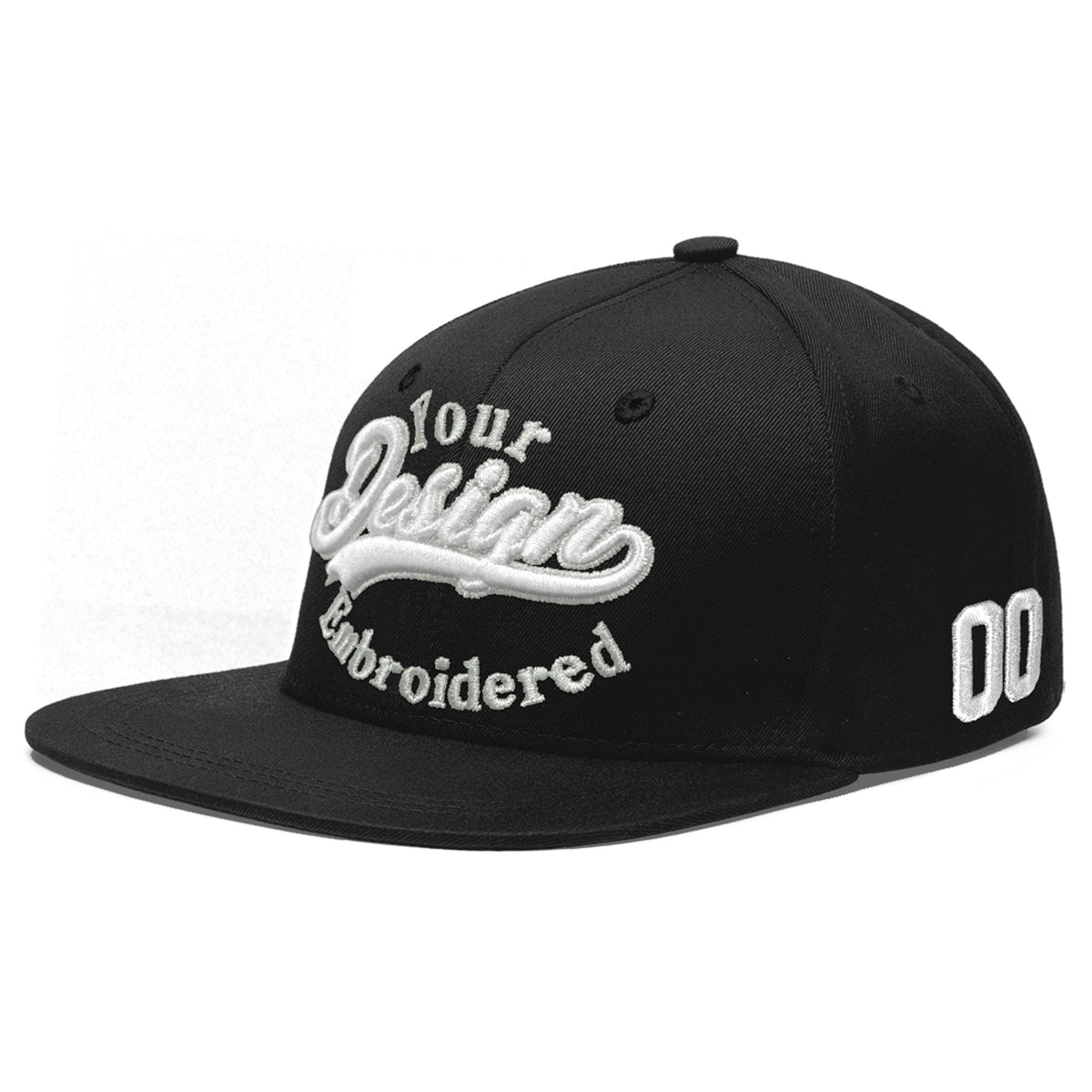 Custom Black 3D Puff Embroidery Flat Embroidery Casual Sport Baseball Cap
