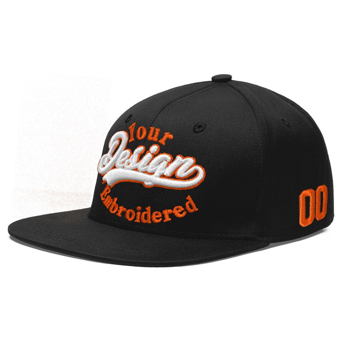 Custom Black 3D Puff Embroidery Flat Embroidery Casual Sport Baseball Cap