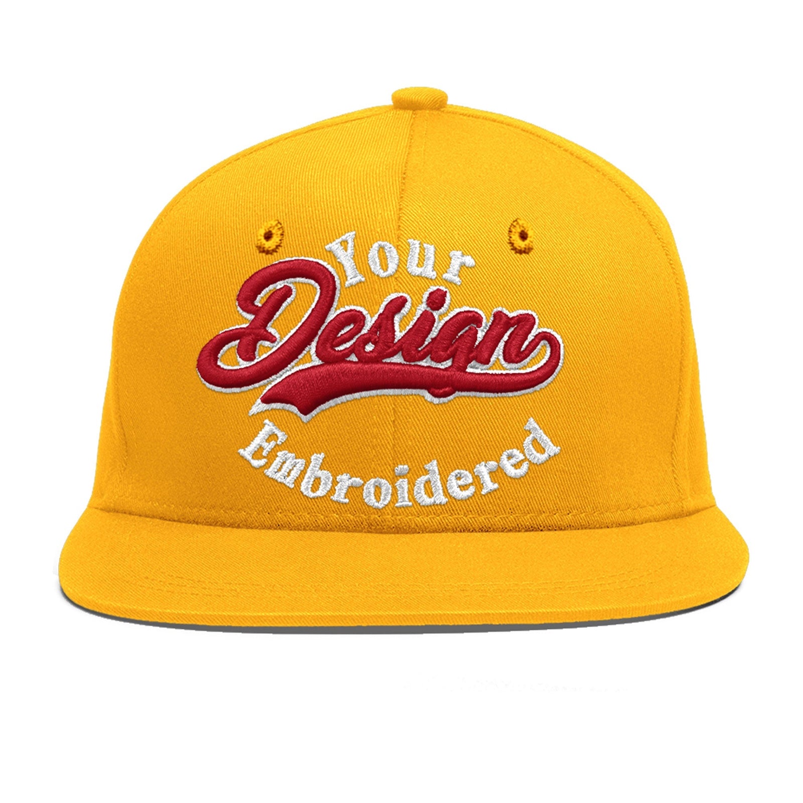 Custom Yellow 3D Puff Embroidery Flat Embroidery Casual Sport Baseball Cap