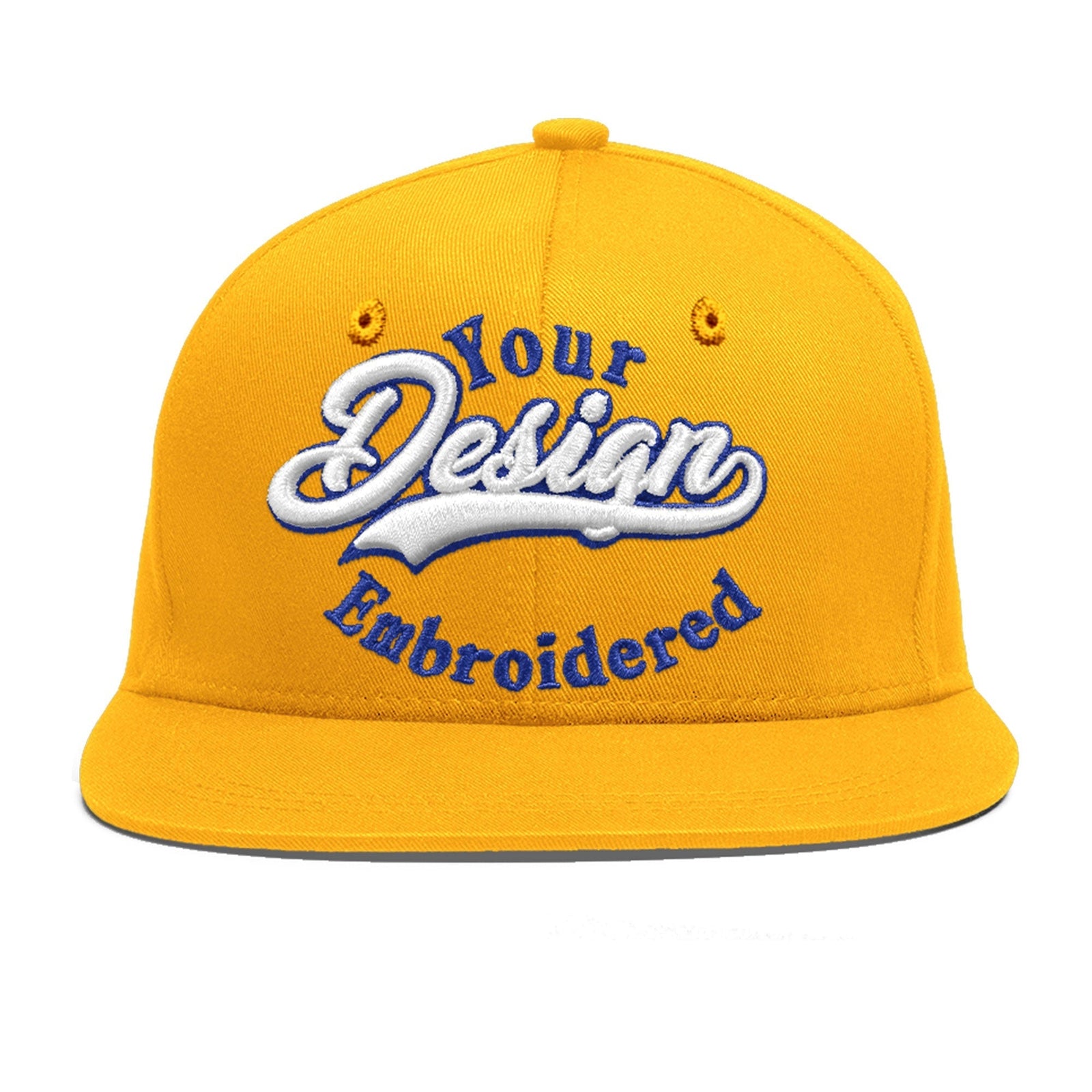 Custom Yellow 3D Puff Embroidery Flat Embroidery Casual Sport Baseball Cap