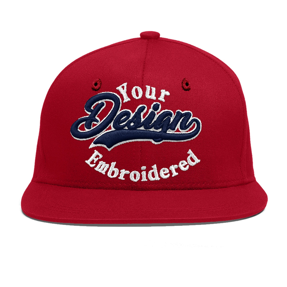 Custom Red 3D Puff Embroidery Flat Embroidery Casual Sport Baseball Cap