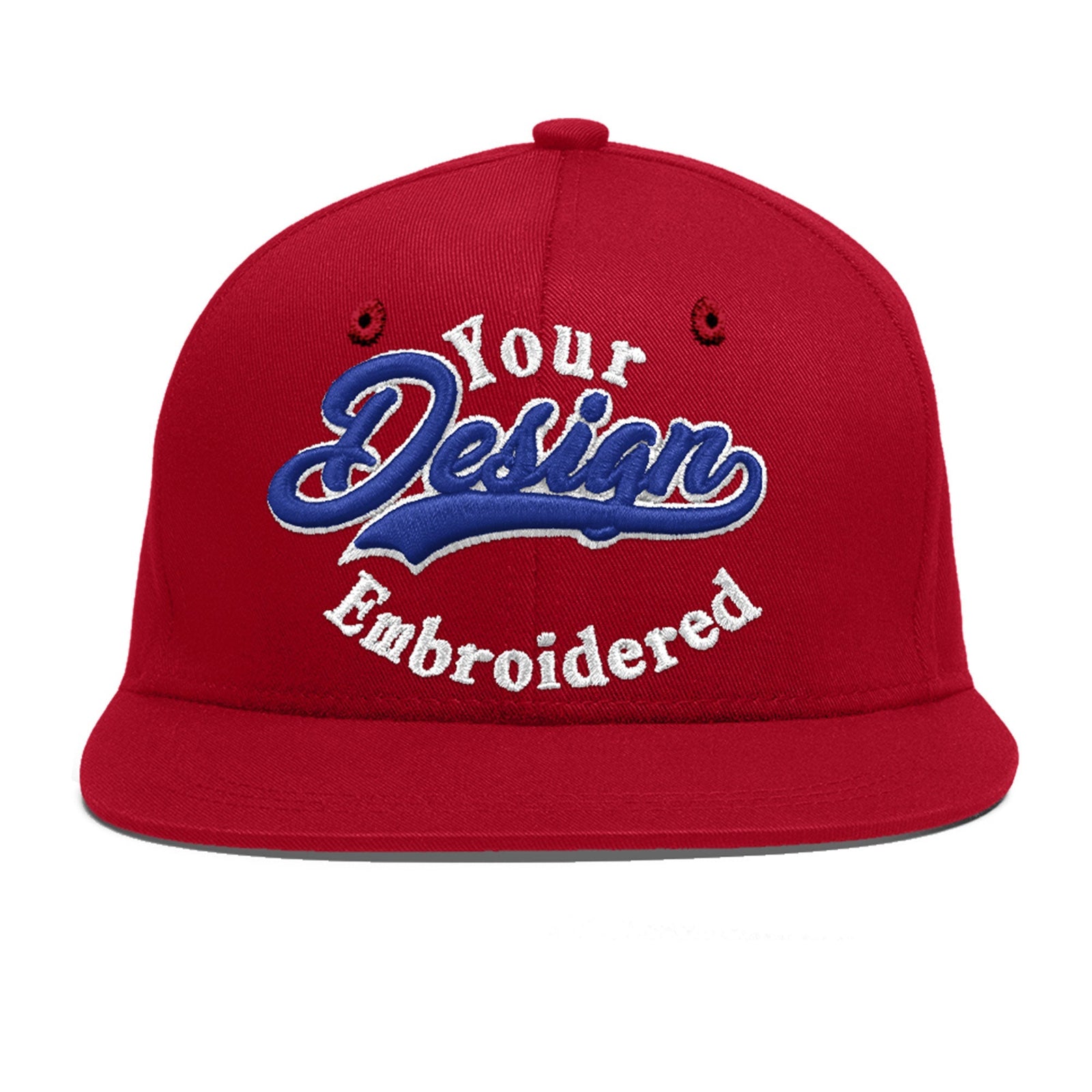 Custom Red 3D Puff Embroidery Flat Embroidery Casual Sport Baseball Cap