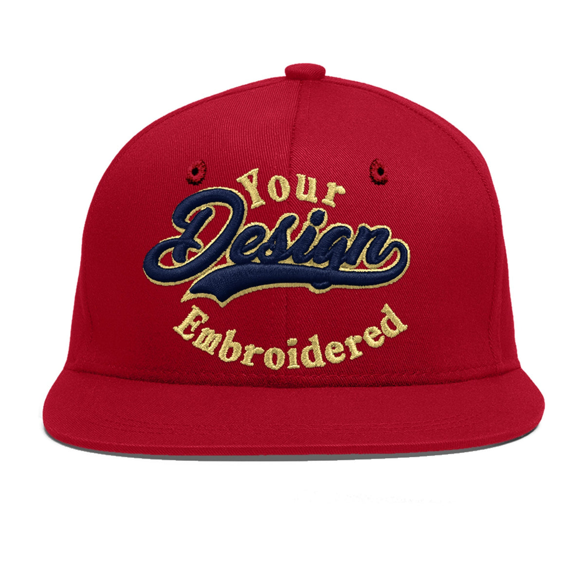 Custom Red 3D Puff Embroidery Flat Embroidery Casual Sport Baseball Cap