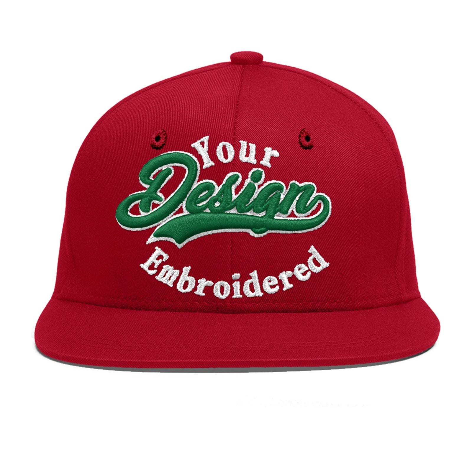 Custom Red 3D Puff Embroidery Flat Embroidery Casual Sport Baseball Cap