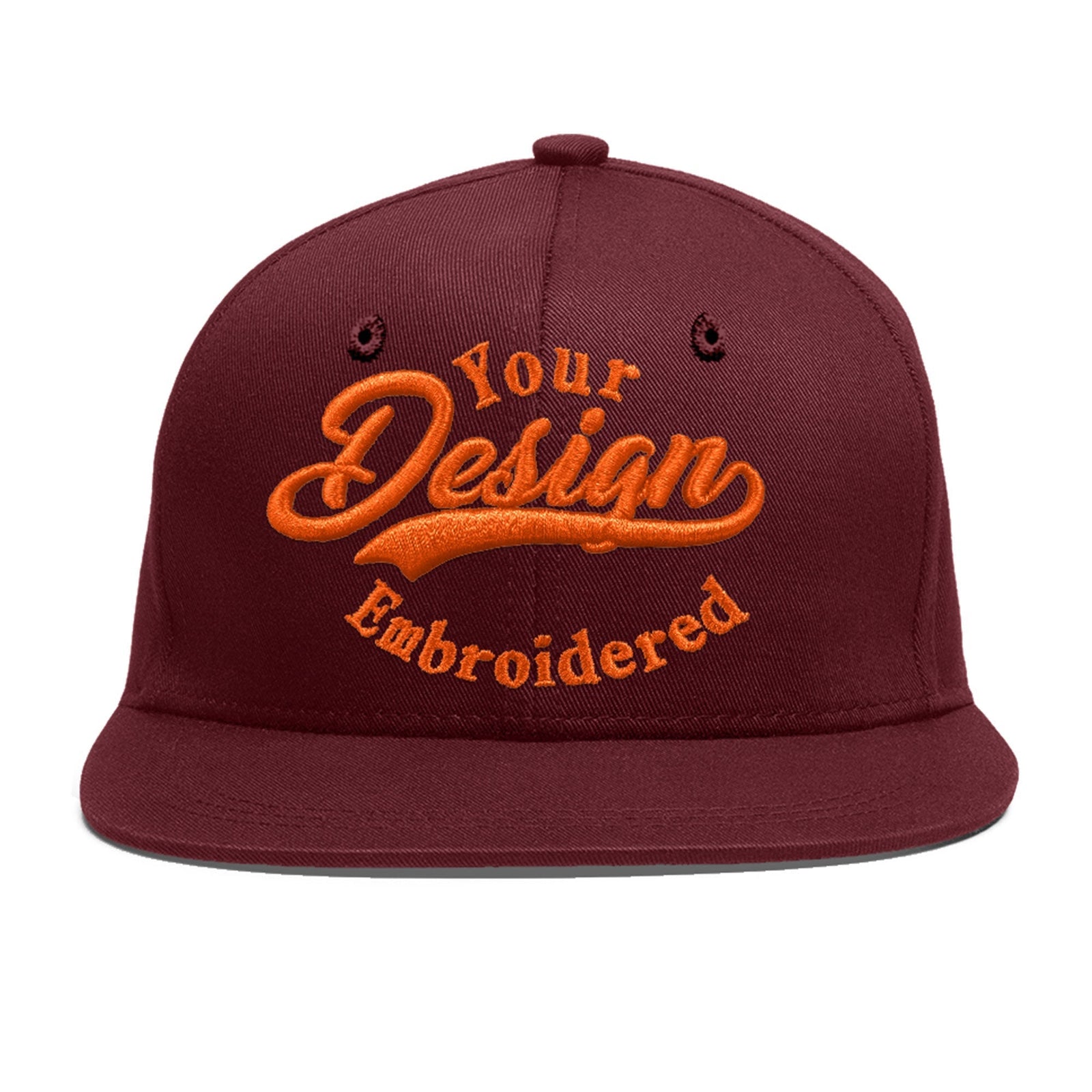Custom Maroon 3D Puff Embroidery Flat Embroidery Casual Sport Baseball Cap