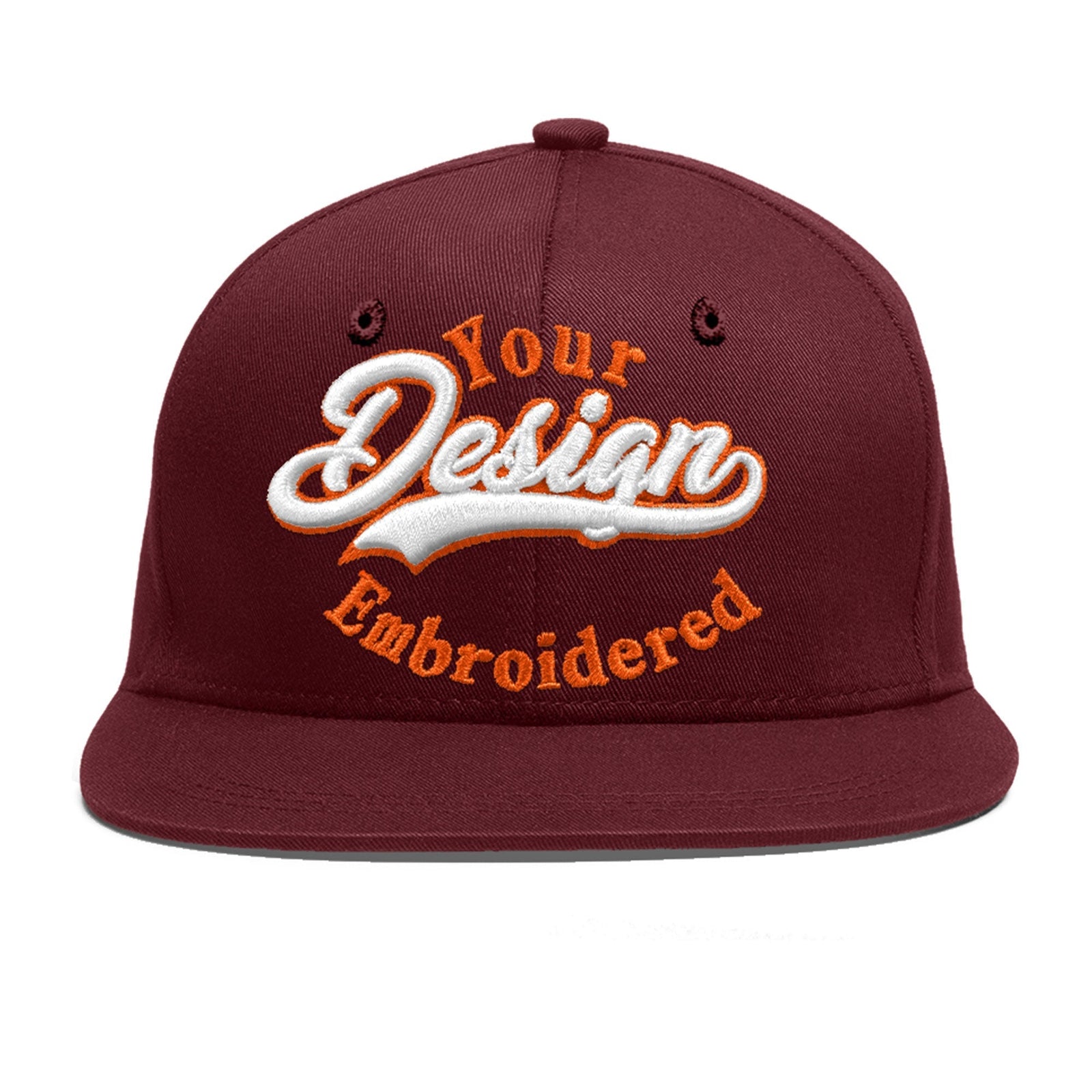Custom Maroon 3D Puff Embroidery Flat Embroidery Casual Sport Baseball Cap