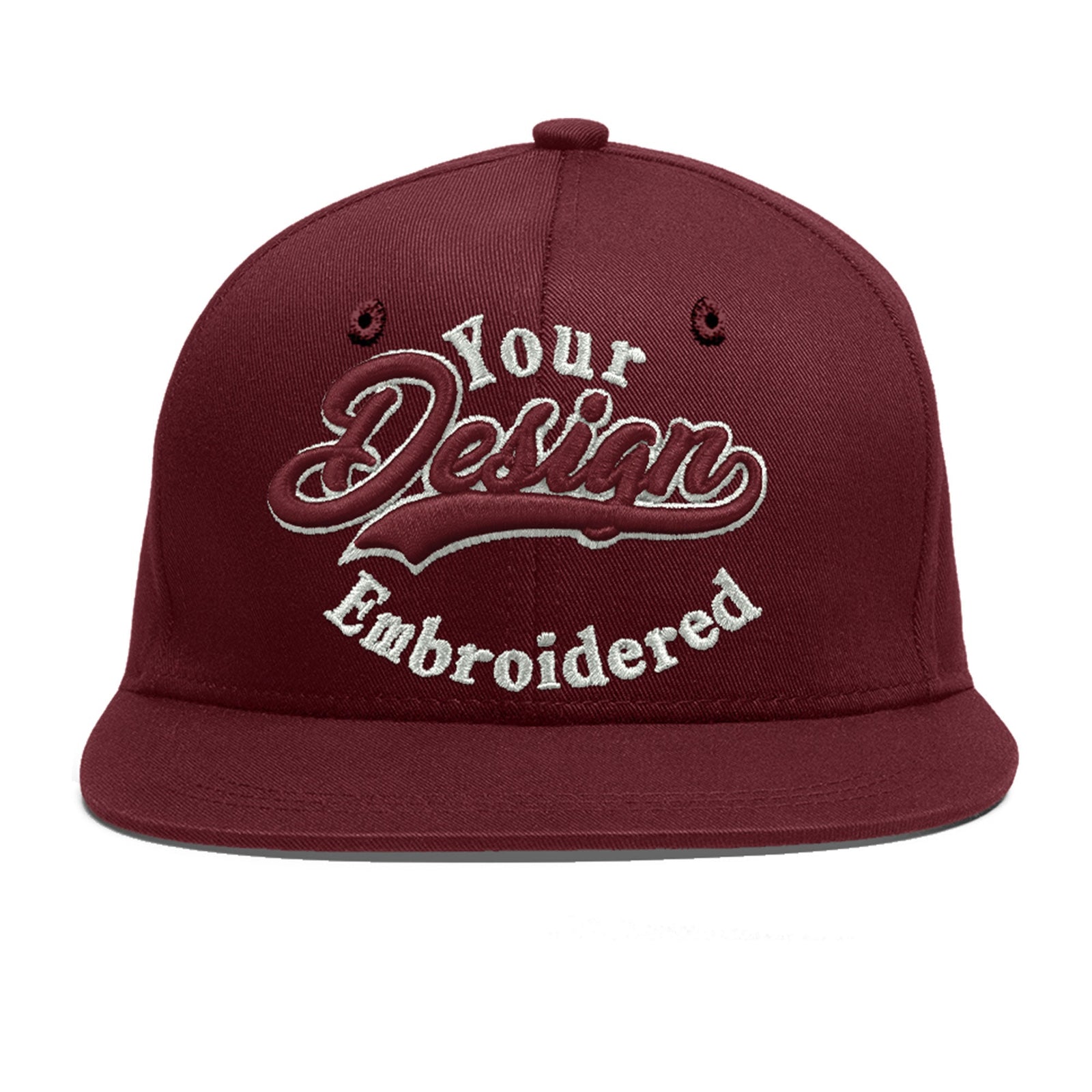 Custom Maroon 3D Puff Embroidery Flat Embroidery Casual Sport Baseball Cap