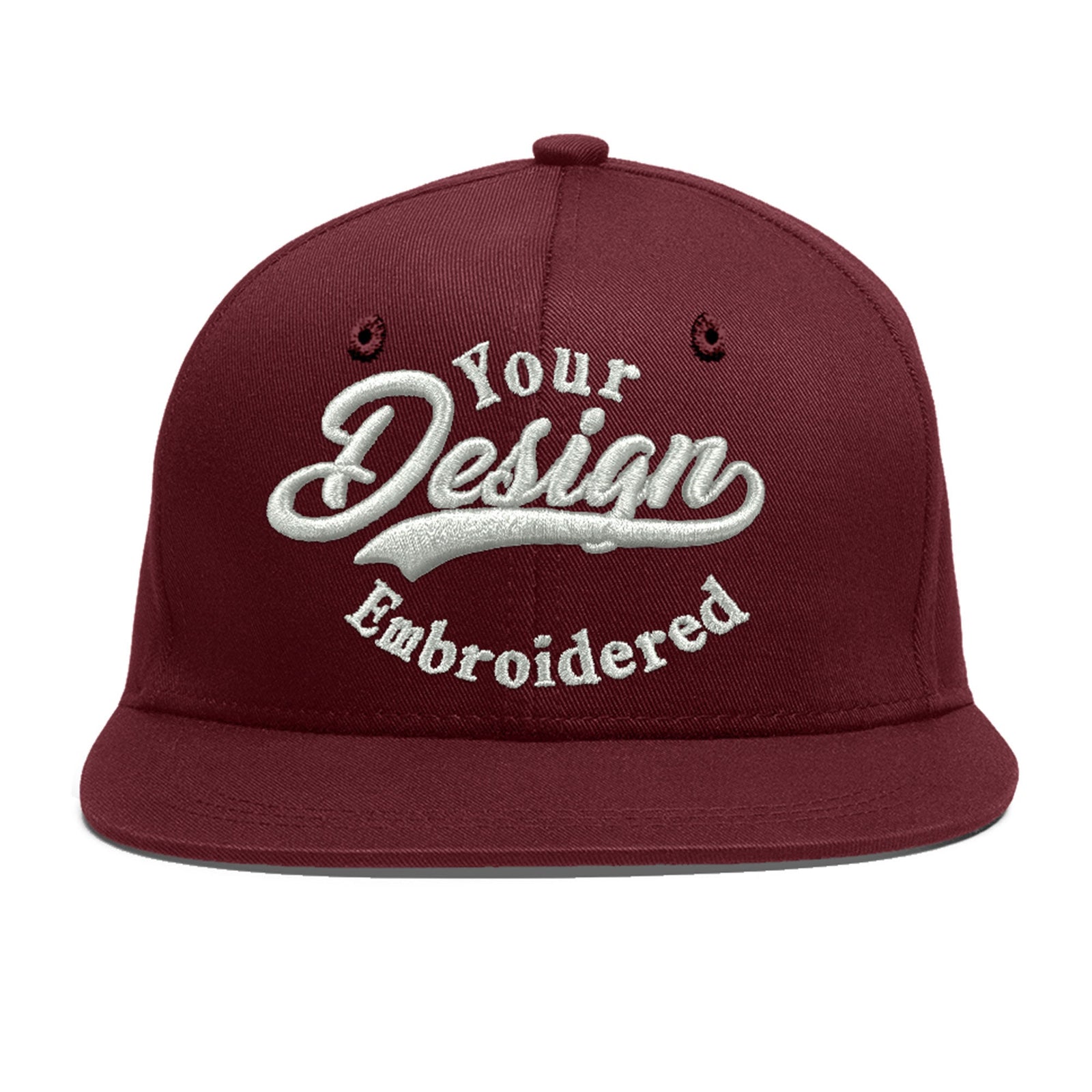 Custom Maroon 3D Puff Embroidery Flat Embroidery Casual Sport Baseball Cap