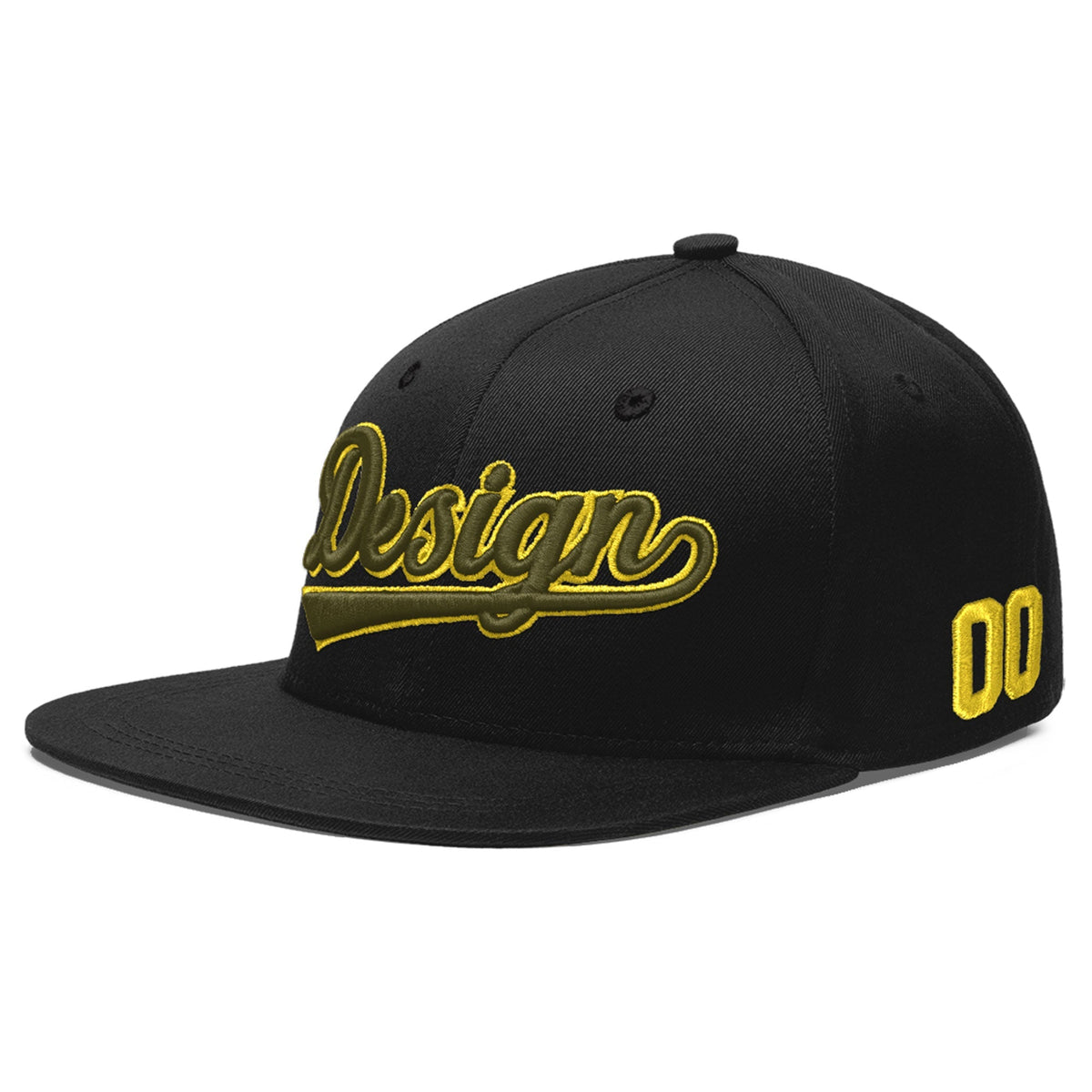 Custom Black 3D Puff Embroidery Flat Embroidery Casual Sport Baseball Cap