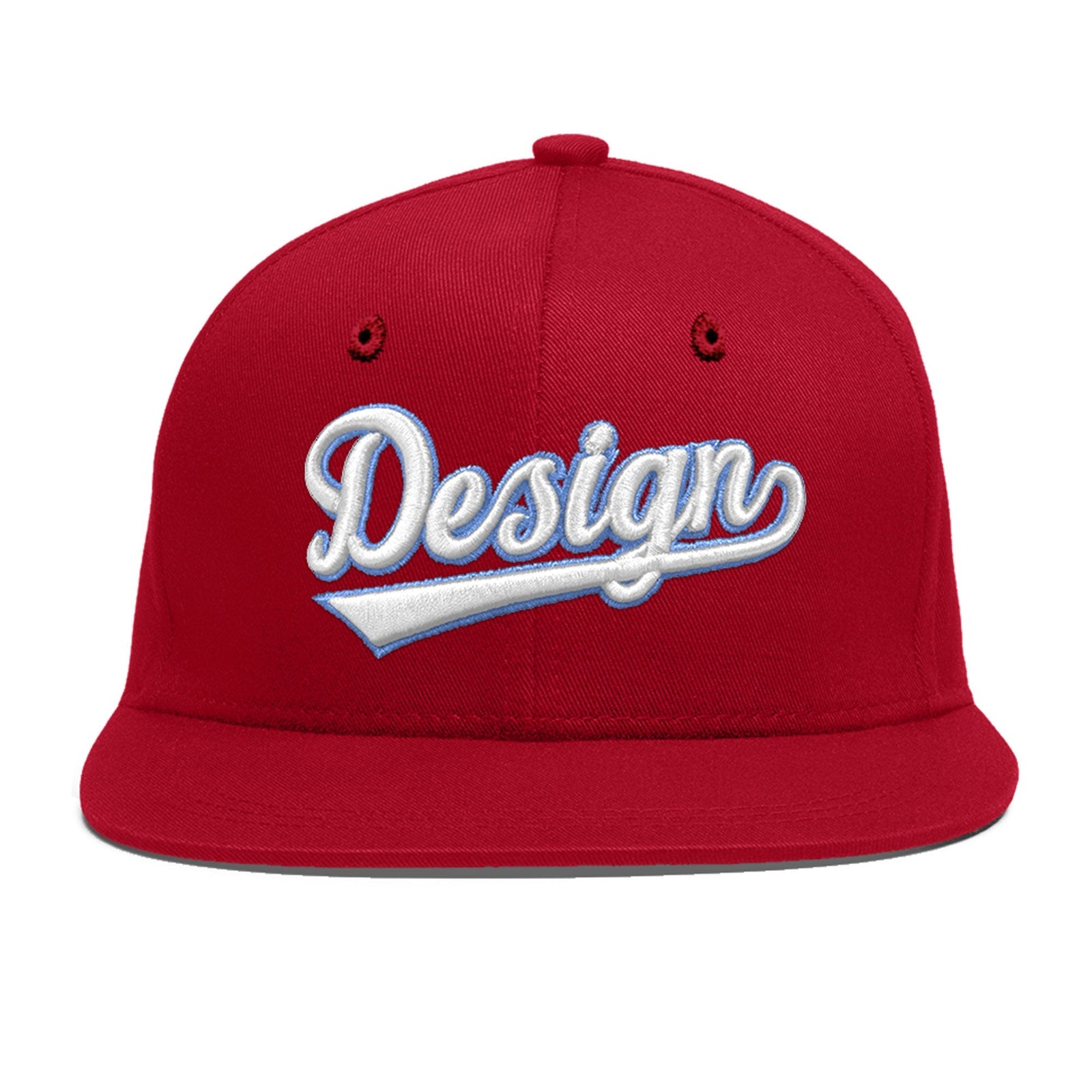 Custom Red 3D Puff Embroidery Flat Embroidery Casual Sport Baseball Cap
