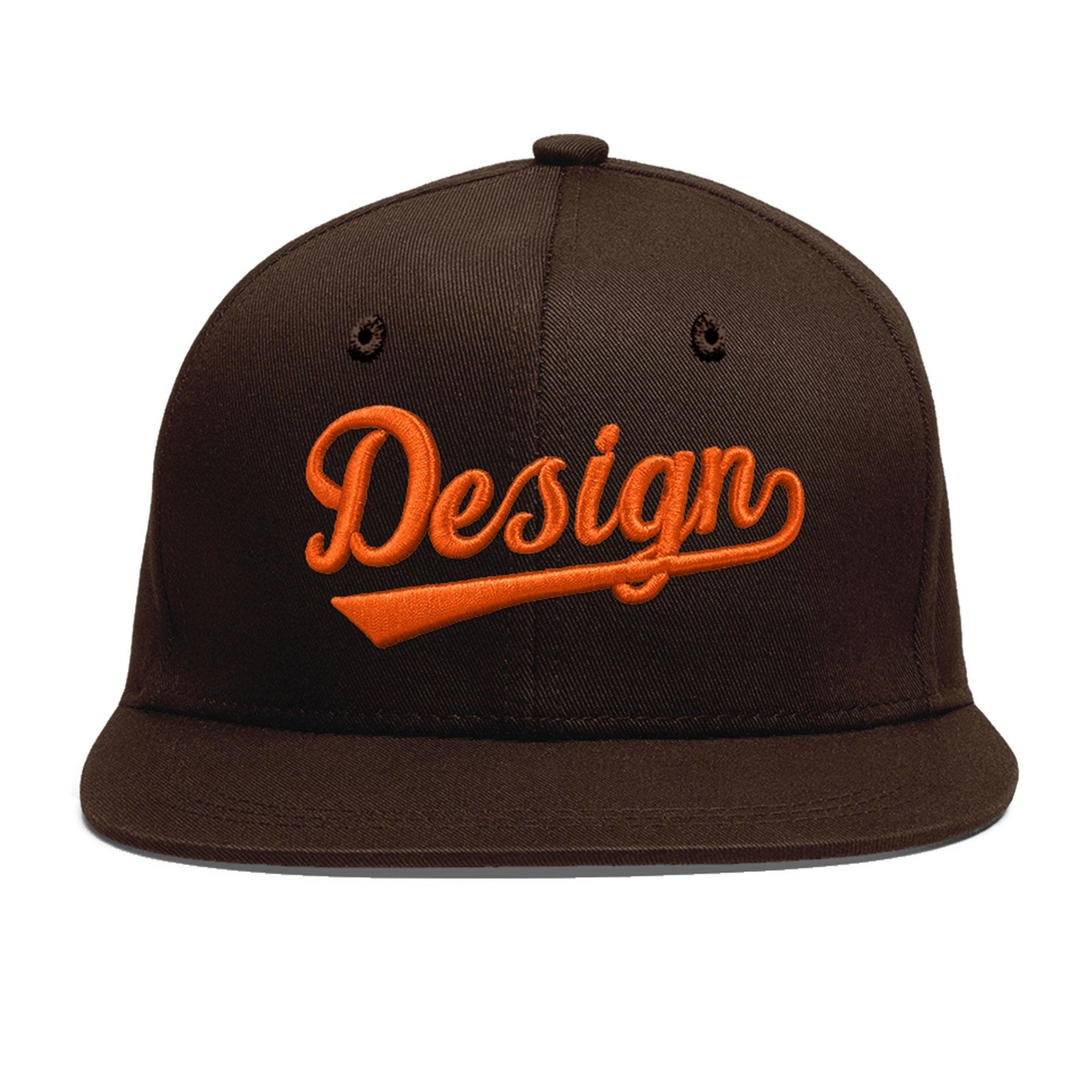 Custom Brown 3D Puff Embroidery Flat Embroidery Casual Sport Baseball Cap