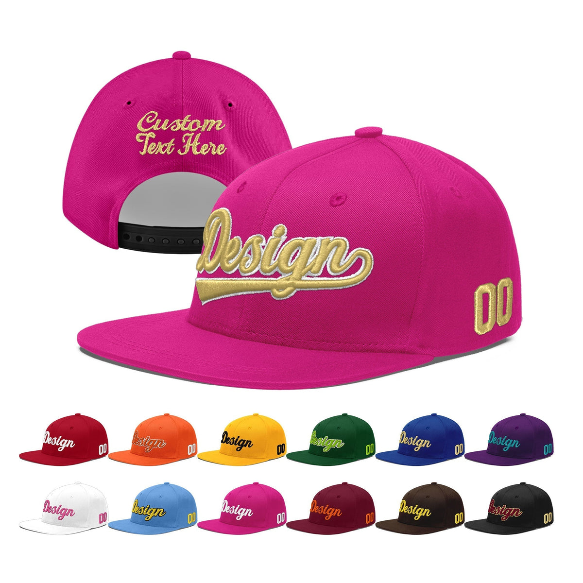 Custom Rose Red 3D Puff Embroidery Flat Embroidery Casual Sport Baseball Cap