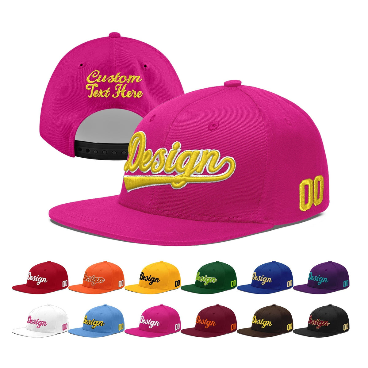 Custom Rose Red 3D Puff Embroidery Flat Embroidery Casual Sport Baseball Cap