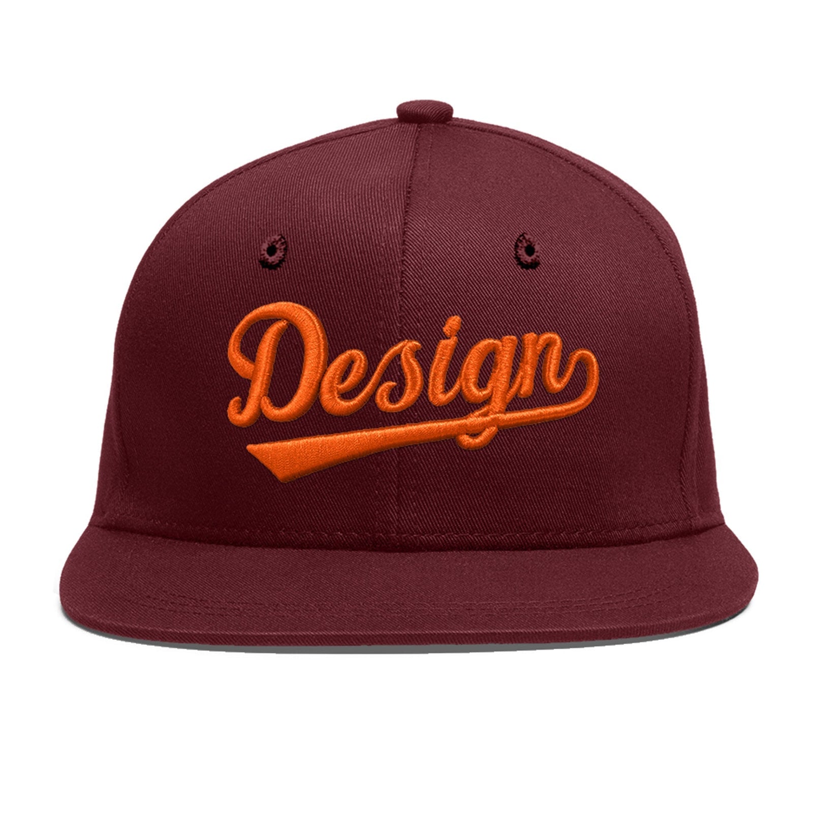 Custom Maroon 3D Puff Embroidery Flat Embroidery Casual Sport Baseball Cap