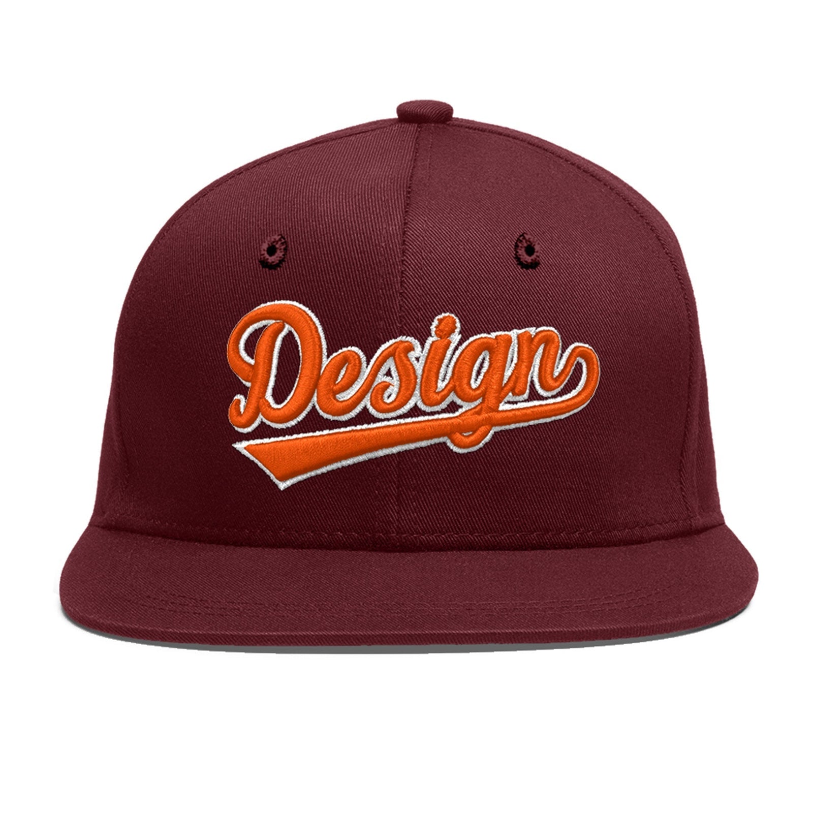 Custom Maroon 3D Puff Embroidery Flat Embroidery Casual Sport Baseball Cap