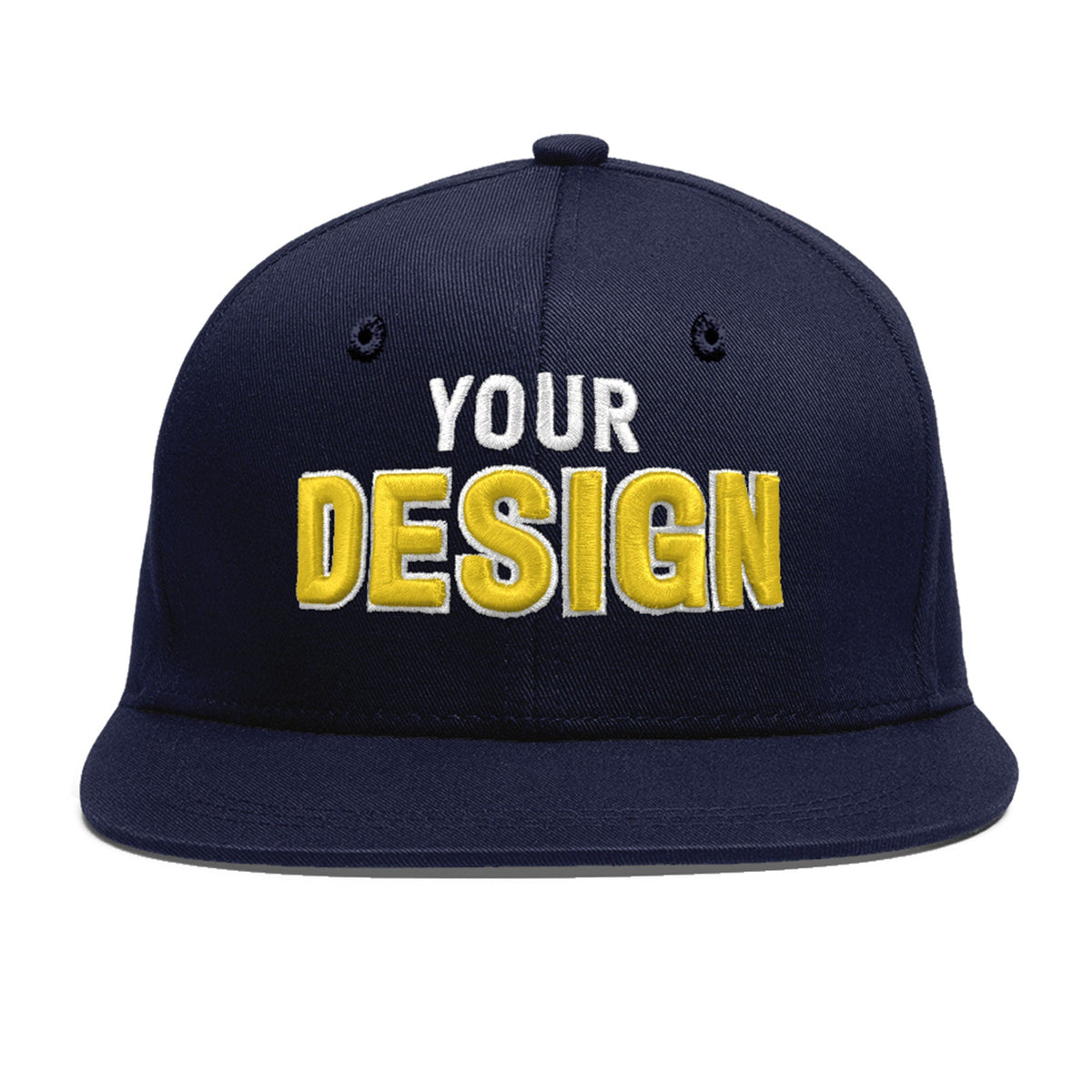 Custom Navy 3D Puff Embroidery Flat Embroidery Casual Sport Baseball Cap