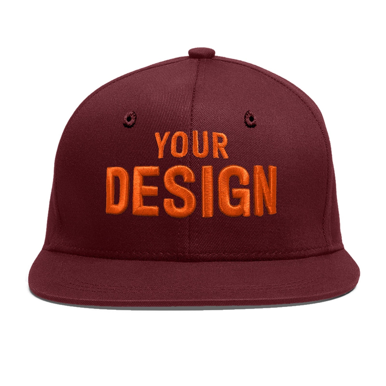 Custom Maroon 3D Puff Embroidery Flat Embroidery Casual Sport Baseball Cap