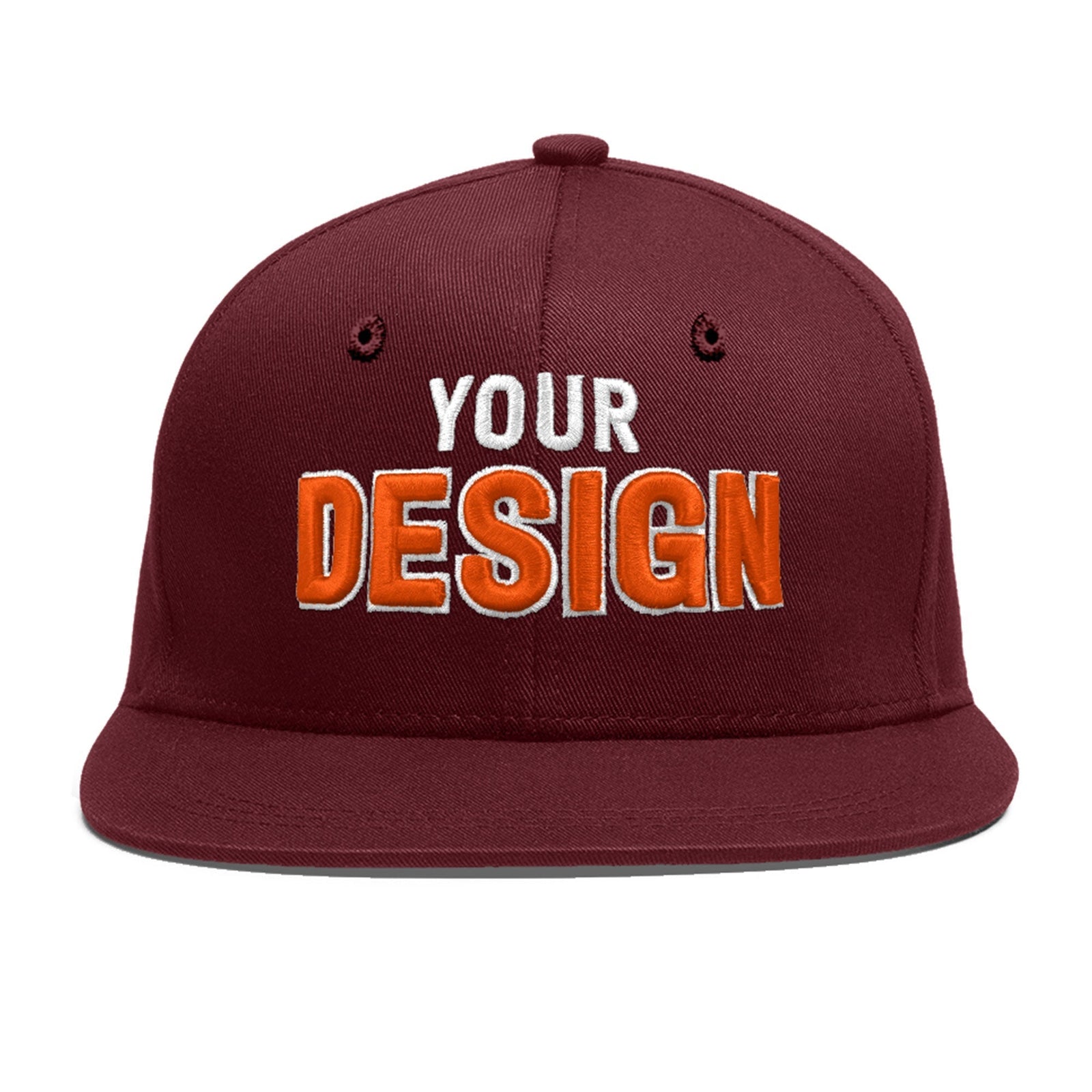 Custom Maroon 3D Puff Embroidery Flat Embroidery Casual Sport Baseball Cap