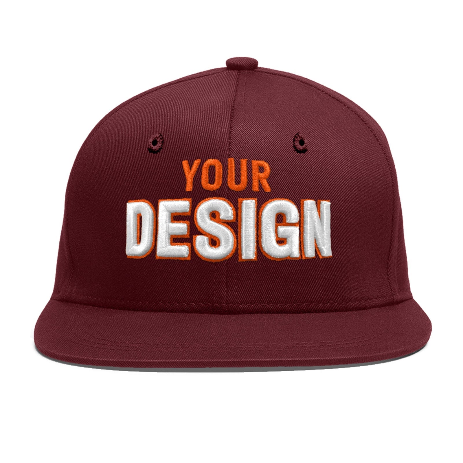 Custom Maroon 3D Puff Embroidery Flat Embroidery Casual Sport Baseball Cap