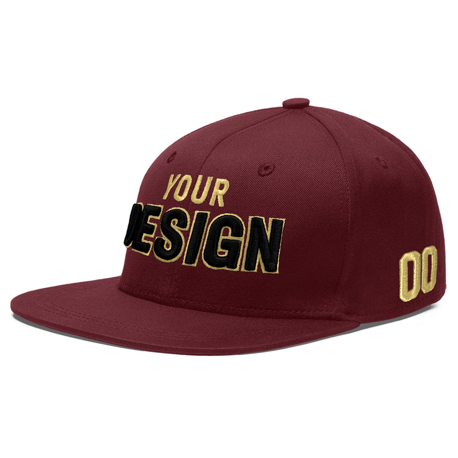 Custom Maroon 3D Puff Embroidery Flat Embroidery Casual Sport Baseball Cap