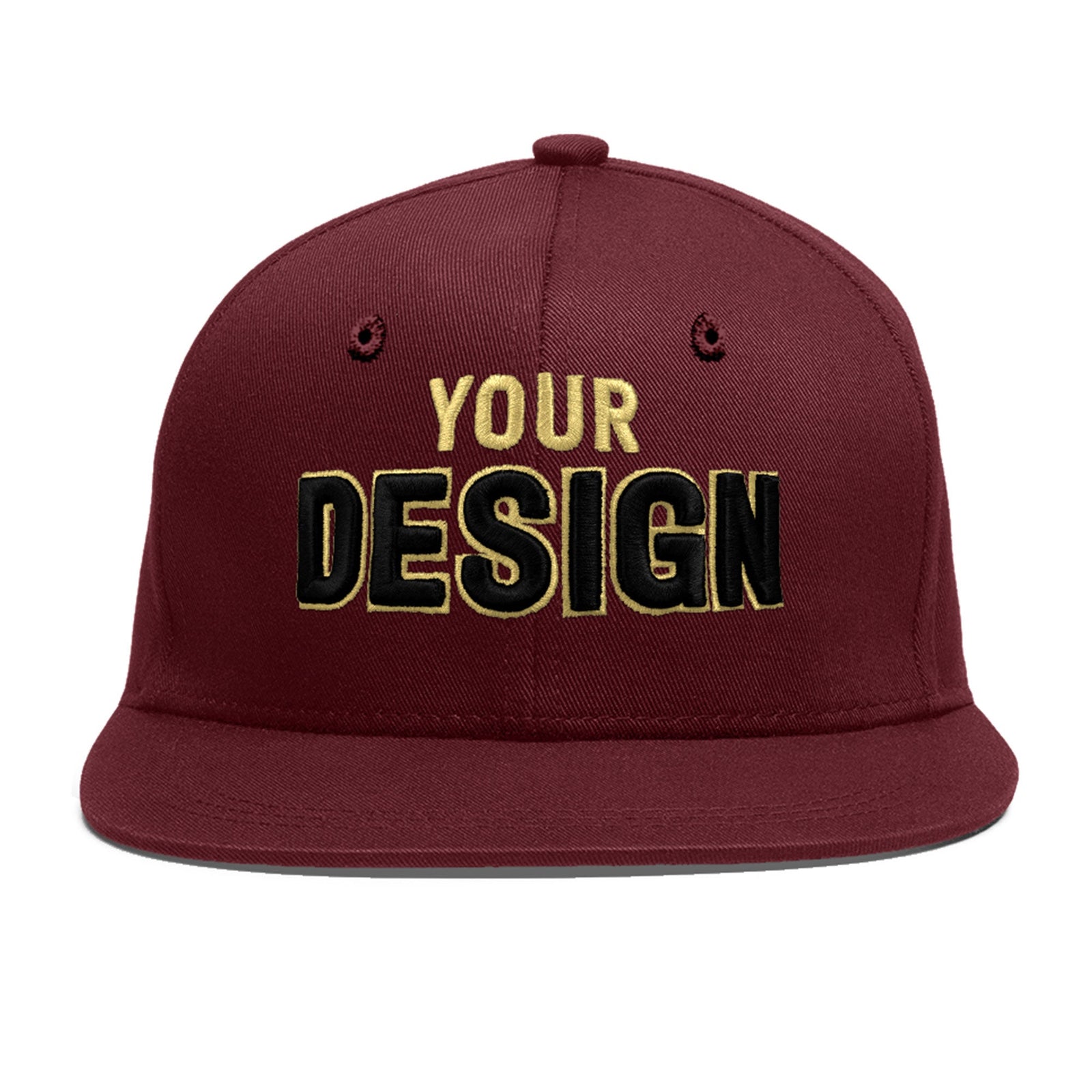 Custom Maroon 3D Puff Embroidery Flat Embroidery Casual Sport Baseball Cap