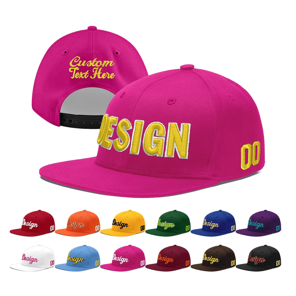 Custom Rose Red 3D Puff Embroidery Flat Embroidery Casual Sport Baseball Cap
