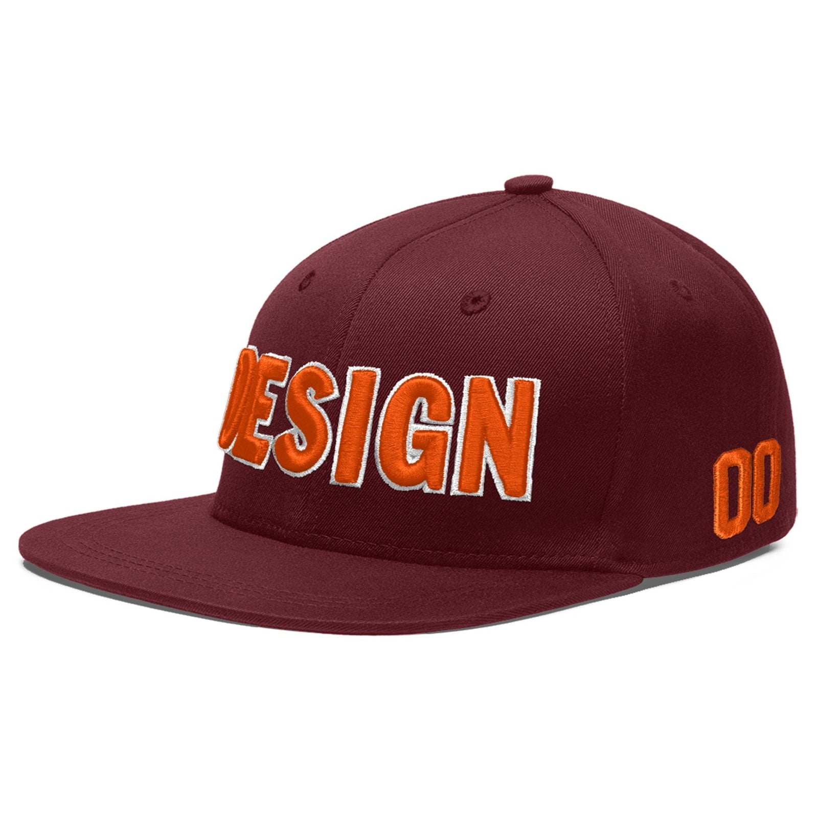 Custom Maroon 3D Puff Embroidery Flat Embroidery Casual Sport Baseball Cap