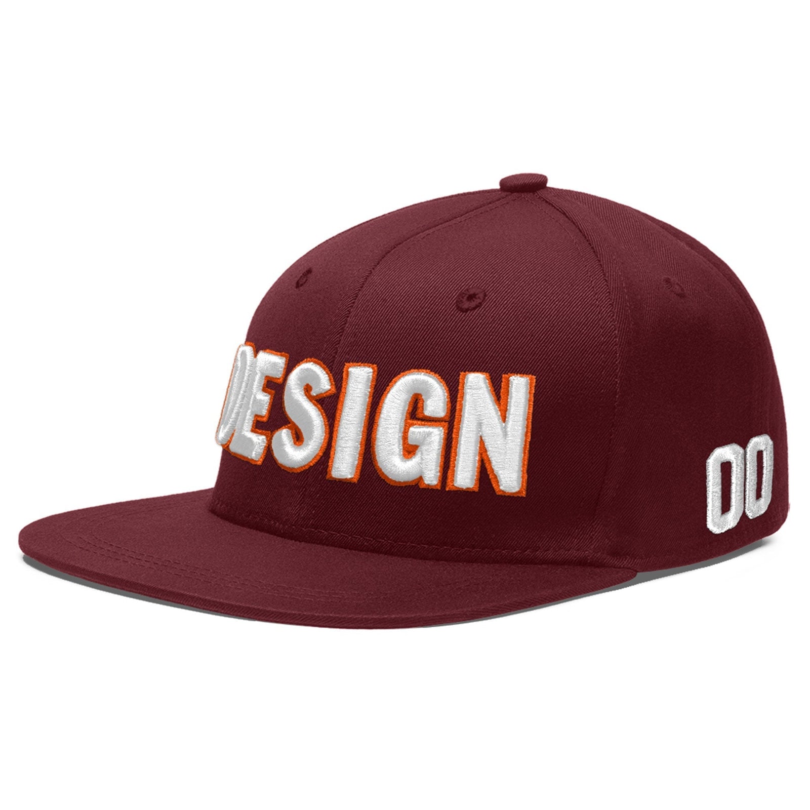 Custom Maroon 3D Puff Embroidery Flat Embroidery Casual Sport Baseball Cap
