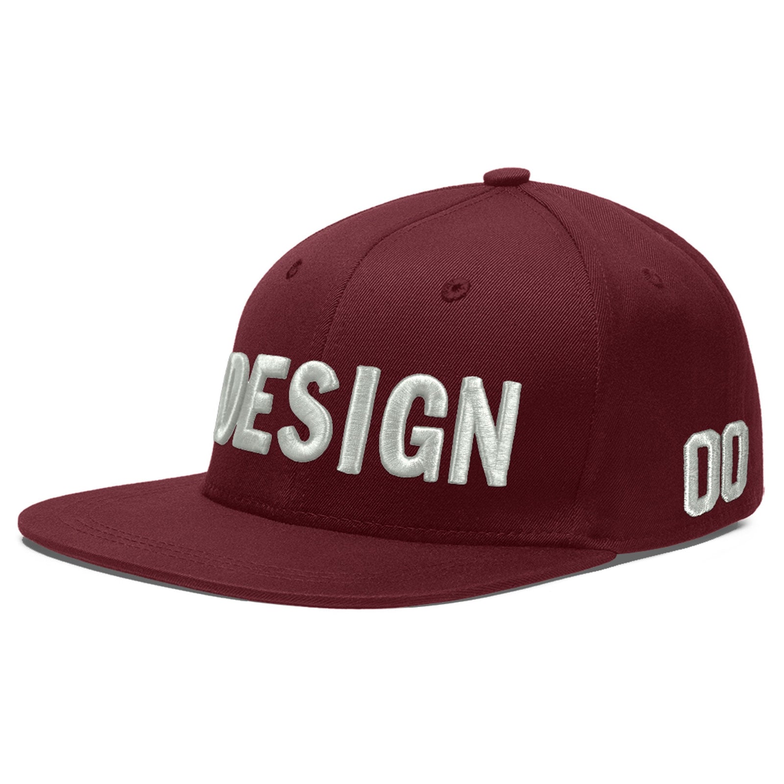 Custom Maroon 3D Puff Embroidery Flat Embroidery Casual Sport Baseball Cap