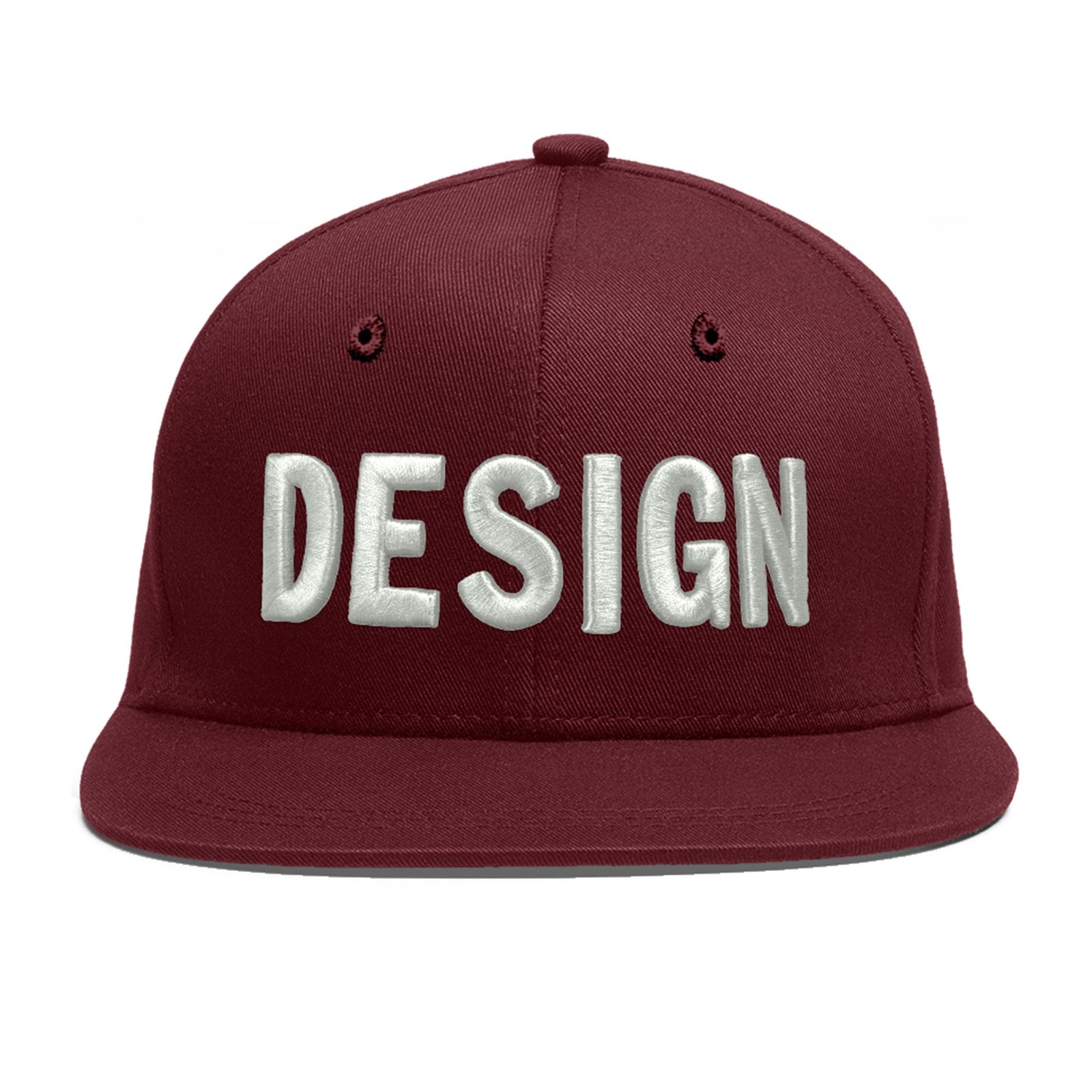 Custom Maroon 3D Puff Embroidery Flat Embroidery Casual Sport Baseball Cap