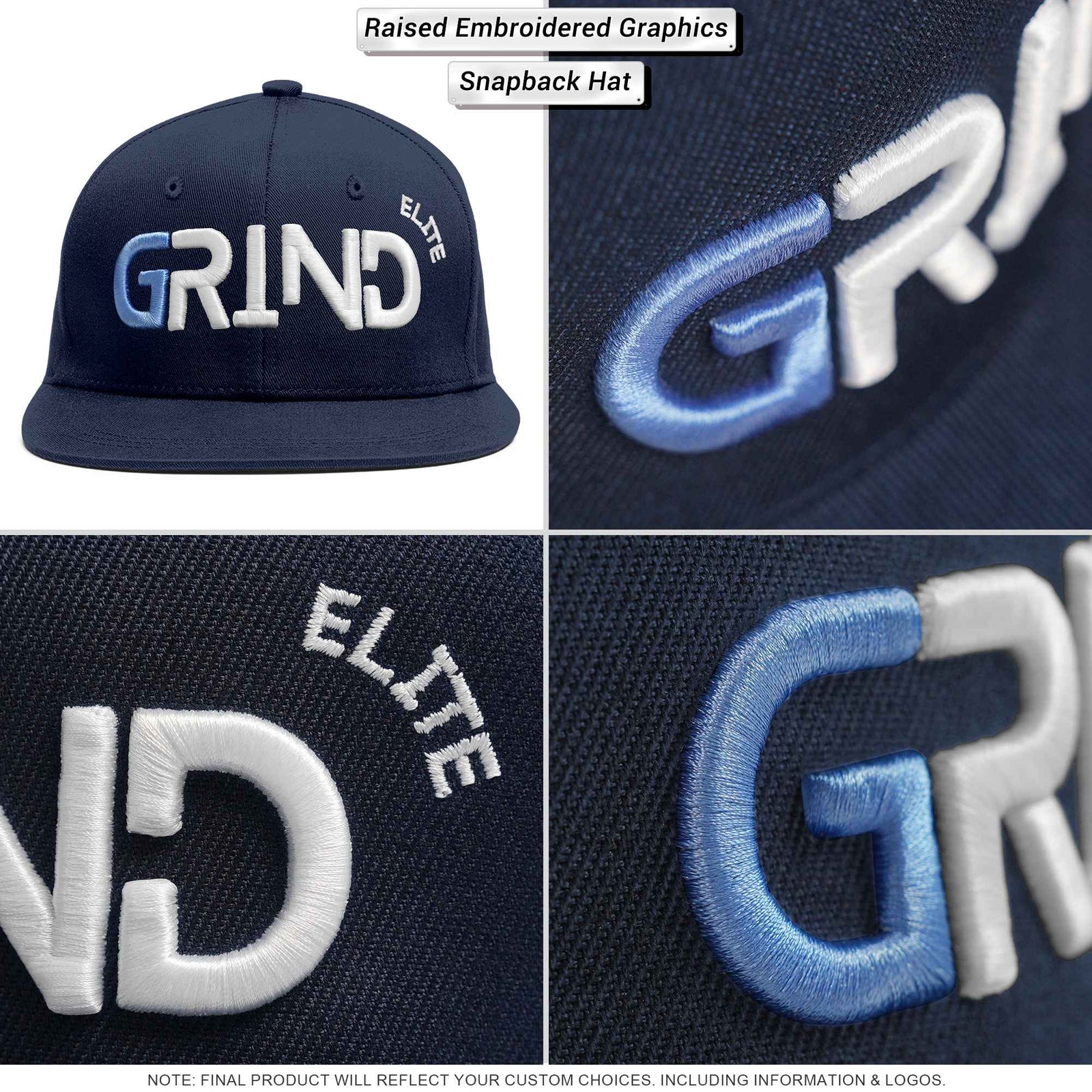 Custom White 3D Puff Embroidery Flat Embroidery Casual Sport Baseball Cap