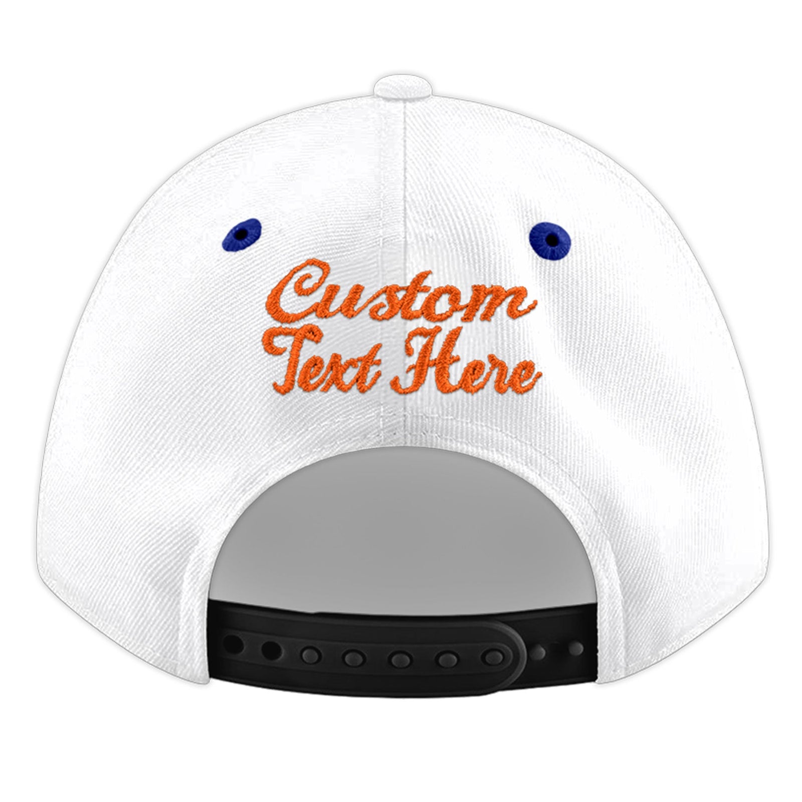 Custom White Royal Blue 39D Puff Embroidery Flat Embroidery Casual Sport Baseball Cap