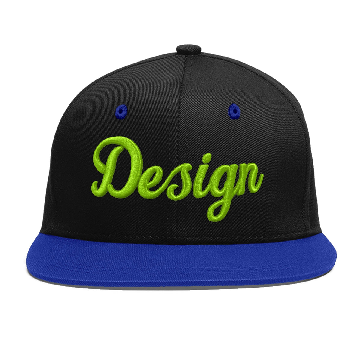 Custom Black Royal Blue 3D Puff Embroidery Flat Embroidery Casual Sport Baseball Cap