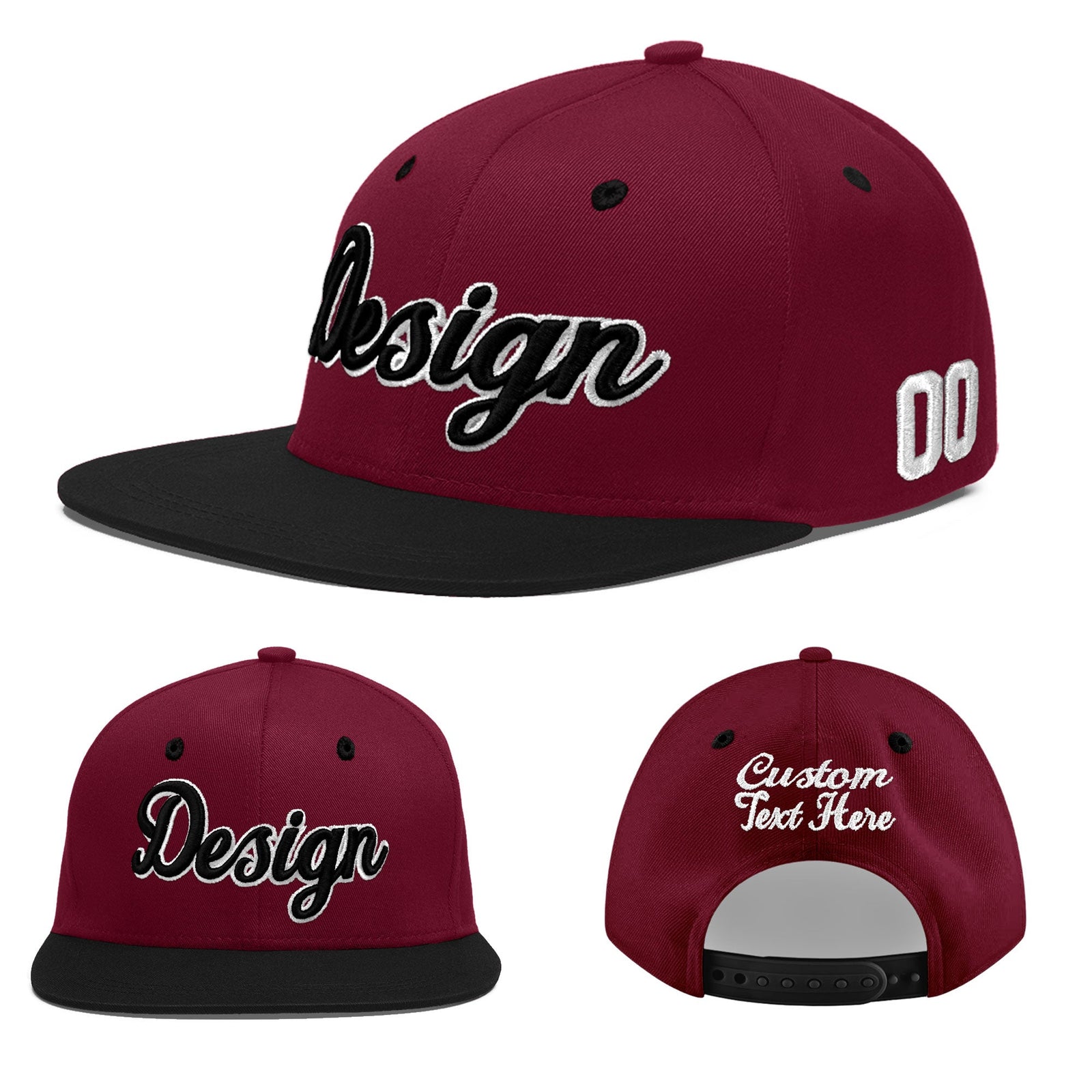 Custom Navy Orange 3D Puff Embroidery Flat Embroidery Casual Sport Baseball Cap