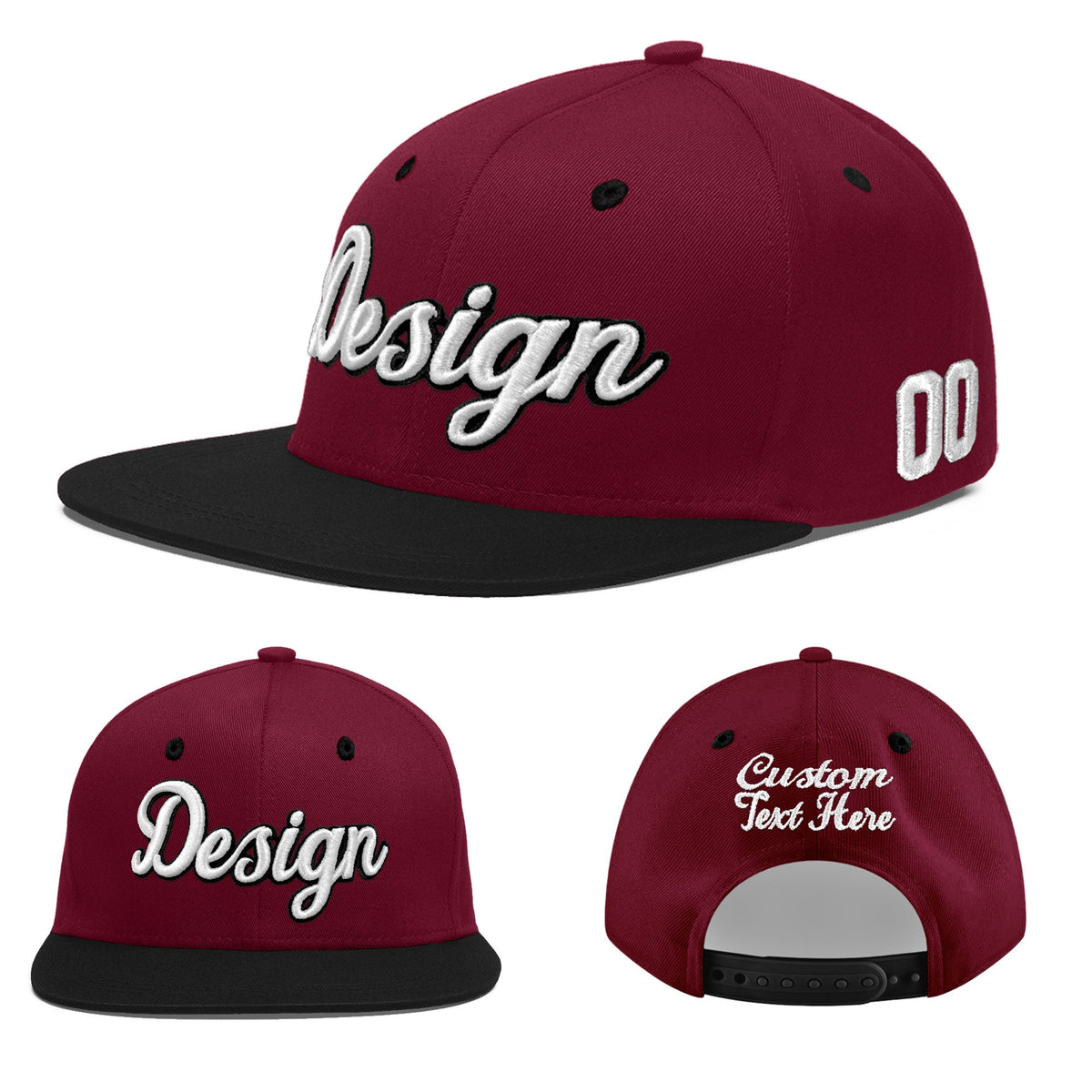 Custom Navy Orange 3D Puff Embroidery Flat Embroidery Casual Sport Baseball Cap