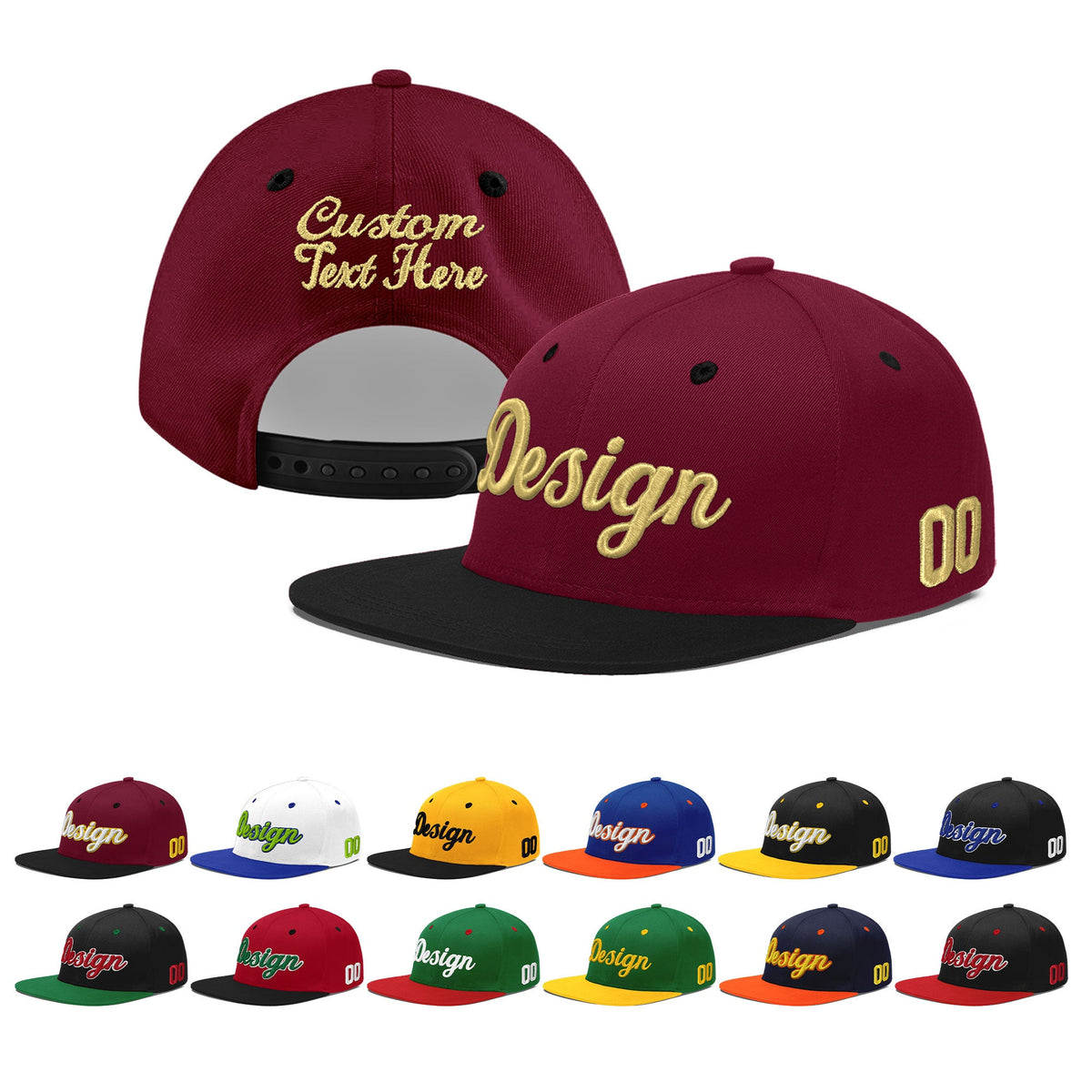 Custom Navy Orange 3D Puff Embroidery Flat Embroidery Casual Sport Baseball Cap