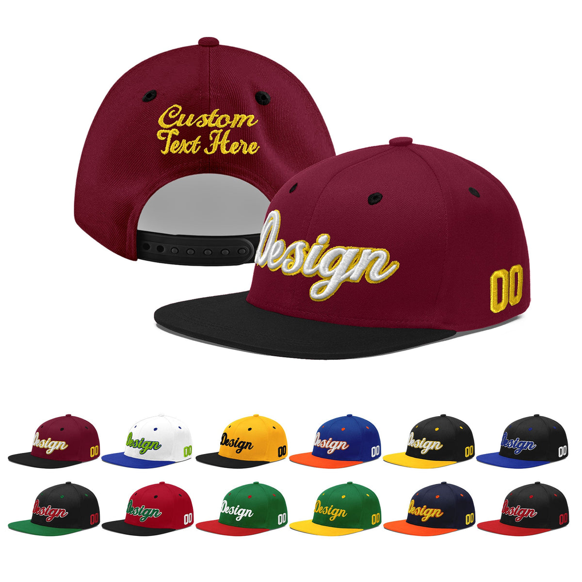 Custom Navy Orange 3D Puff Embroidery Flat Embroidery Casual Sport Baseball Cap