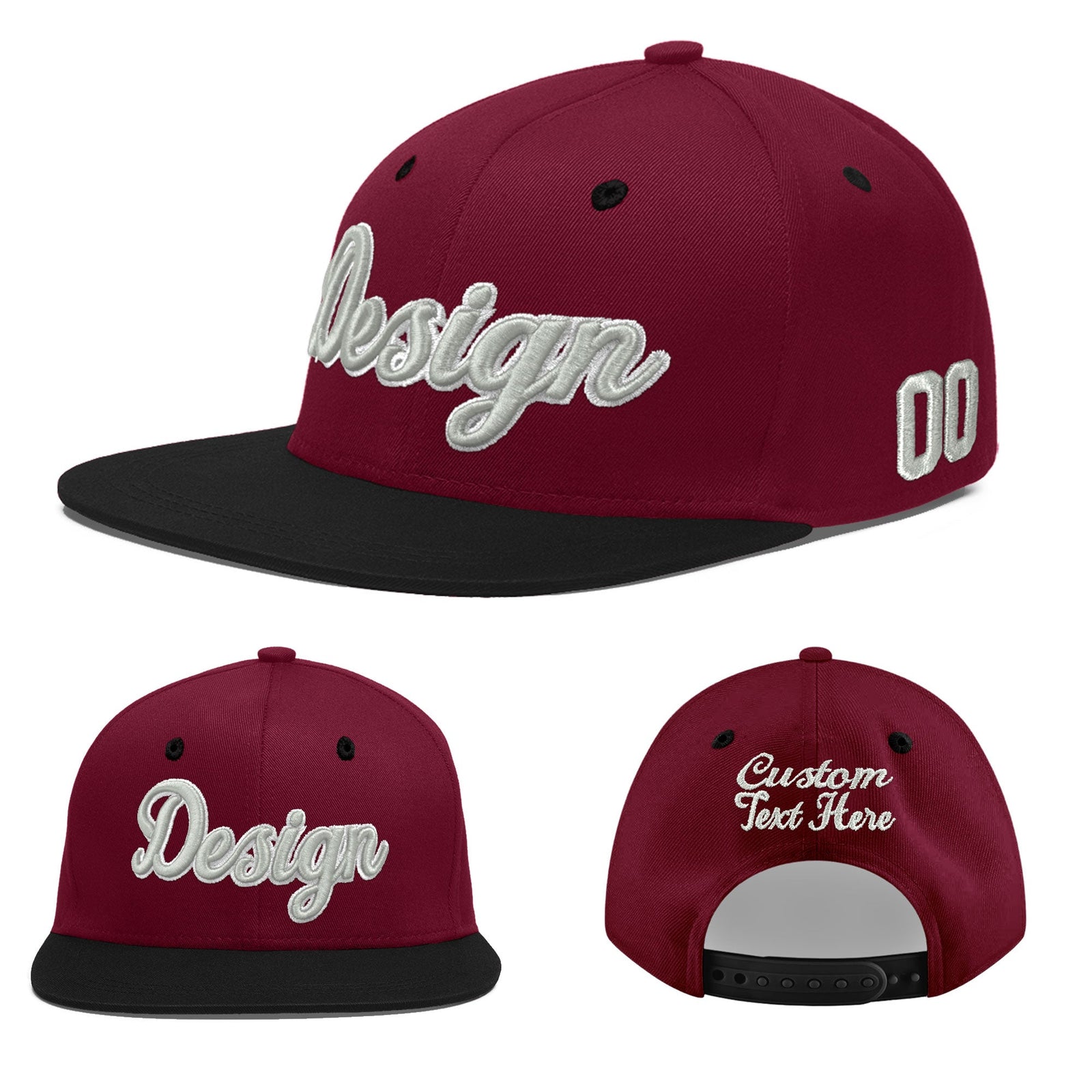 Custom Navy Orange 3D Puff Embroidery Flat Embroidery Casual Sport Baseball Cap