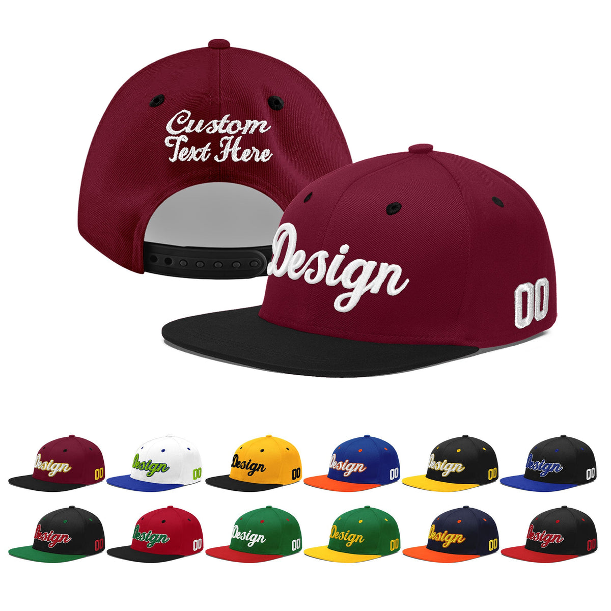 Custom Navy Orange 3D Puff Embroidery Flat Embroidery Casual Sport Baseball Cap