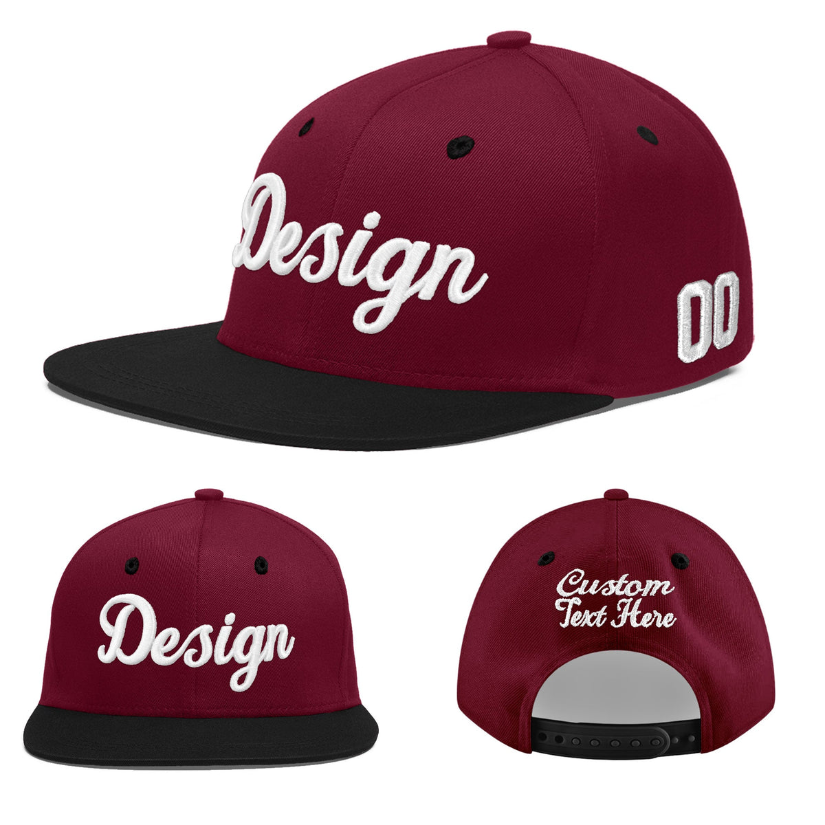Custom Navy Orange 3D Puff Embroidery Flat Embroidery Casual Sport Baseball Cap
