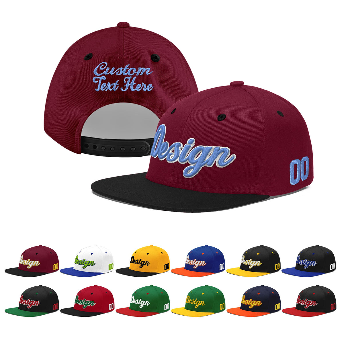 Custom Navy Orange 3D Puff Embroidery Flat Embroidery Casual Sport Baseball Cap